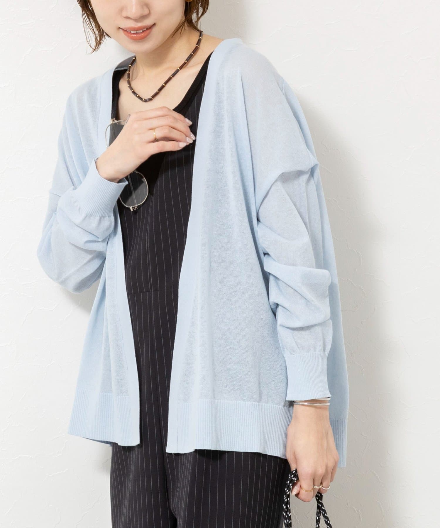 NOLLEY'S(ノーリーズ) 《手洗い可能》コットンセルロース2WAYリラックスカーデ