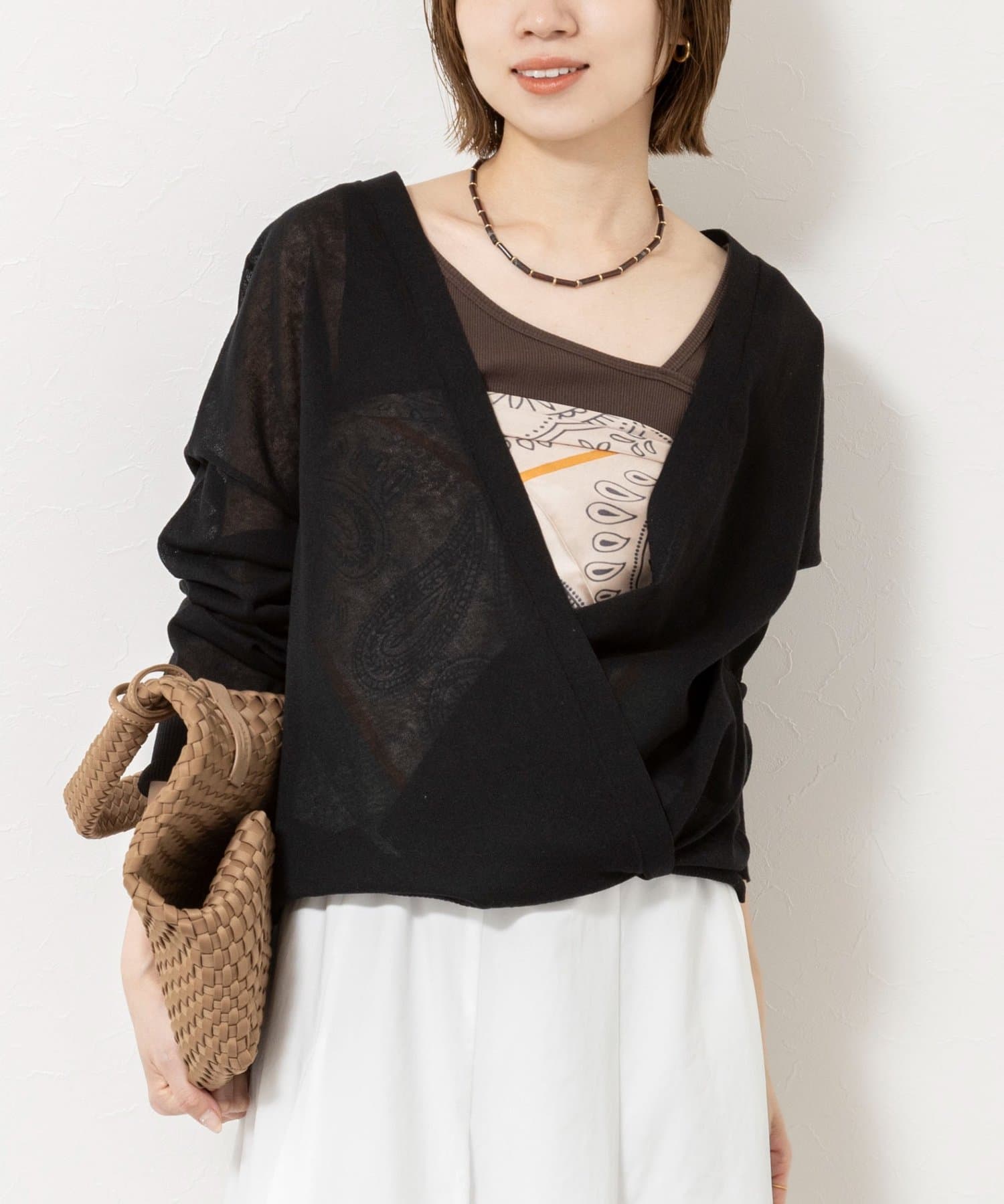 NOLLEY'S(ノーリーズ) 《手洗い可能》コットンセルロース2WAYリラックスカーデ