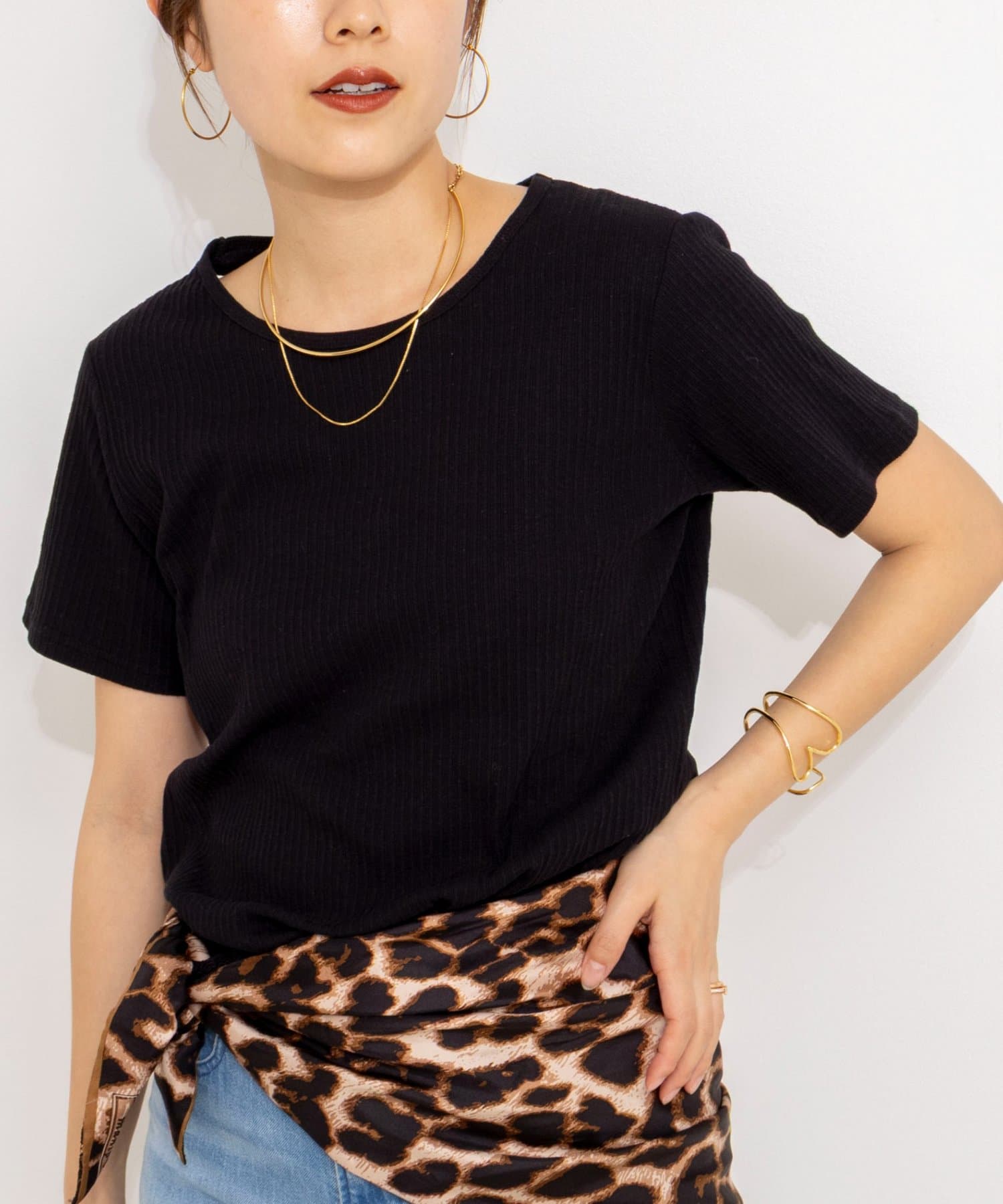 NOLLEY'S(ノーリーズ) ウォッシャブルバックデザインリブＴシャツ