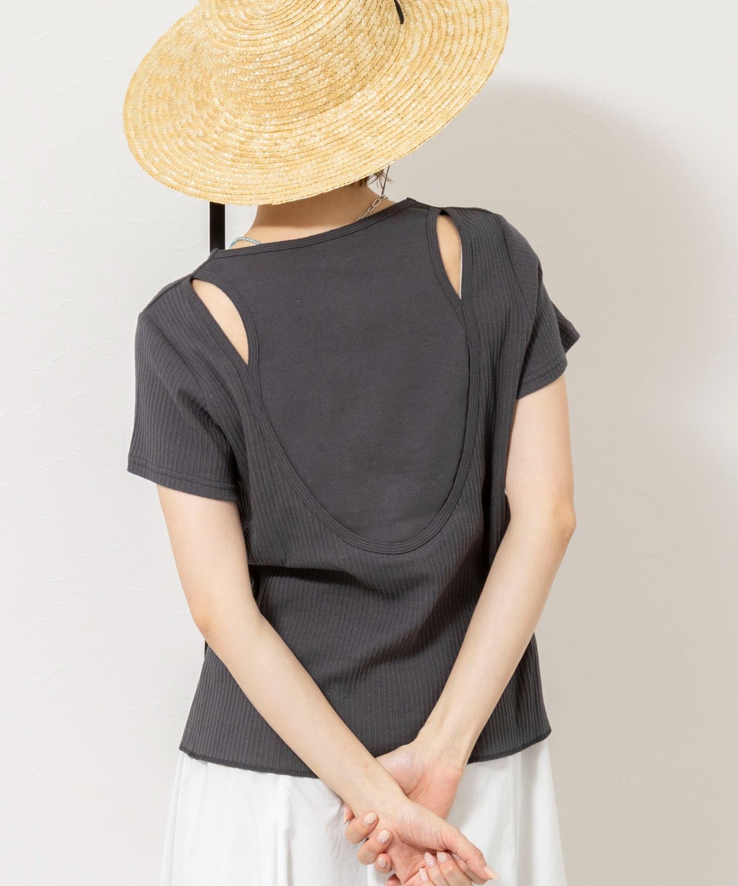 NOLLEY'S(ノーリーズ) ウォッシャブルバックデザインリブＴシャツ