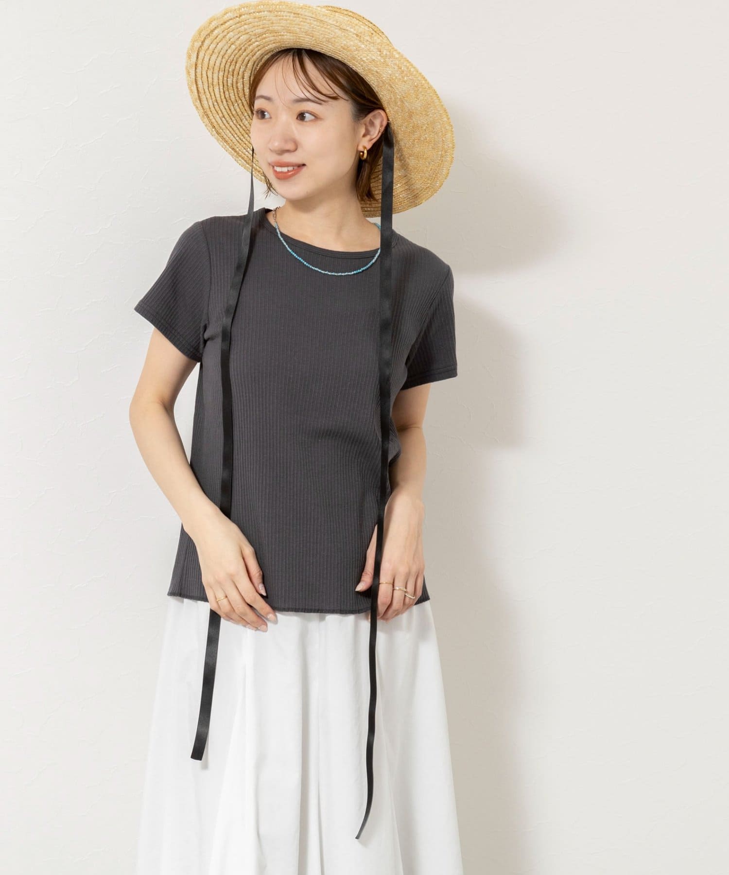 NOLLEY'S(ノーリーズ) ウォッシャブルバックデザインリブＴシャツ