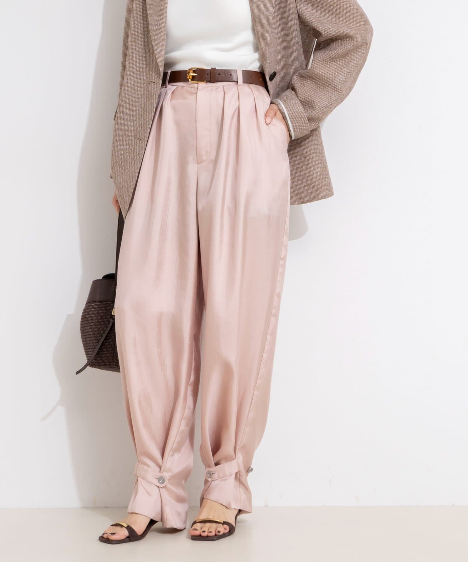 NOLLEY'S(ノーリーズ) 【一部店舗＆WEB限定カラー】ウォッシャブル高機能サテン裾タブ付きパンツ