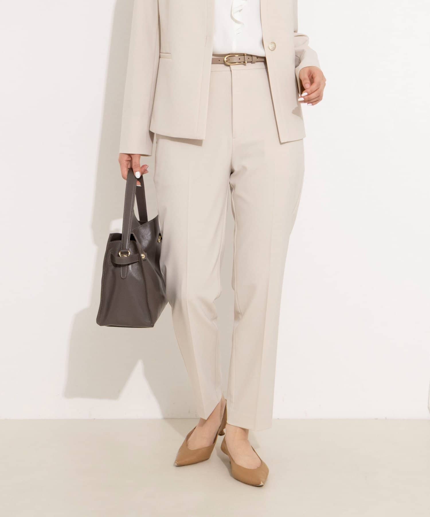 NOLLEY'S(ノーリーズ) 《セットアップ対応》ウォッシャブル2WAY ツイルストレッチテーパードパンツ