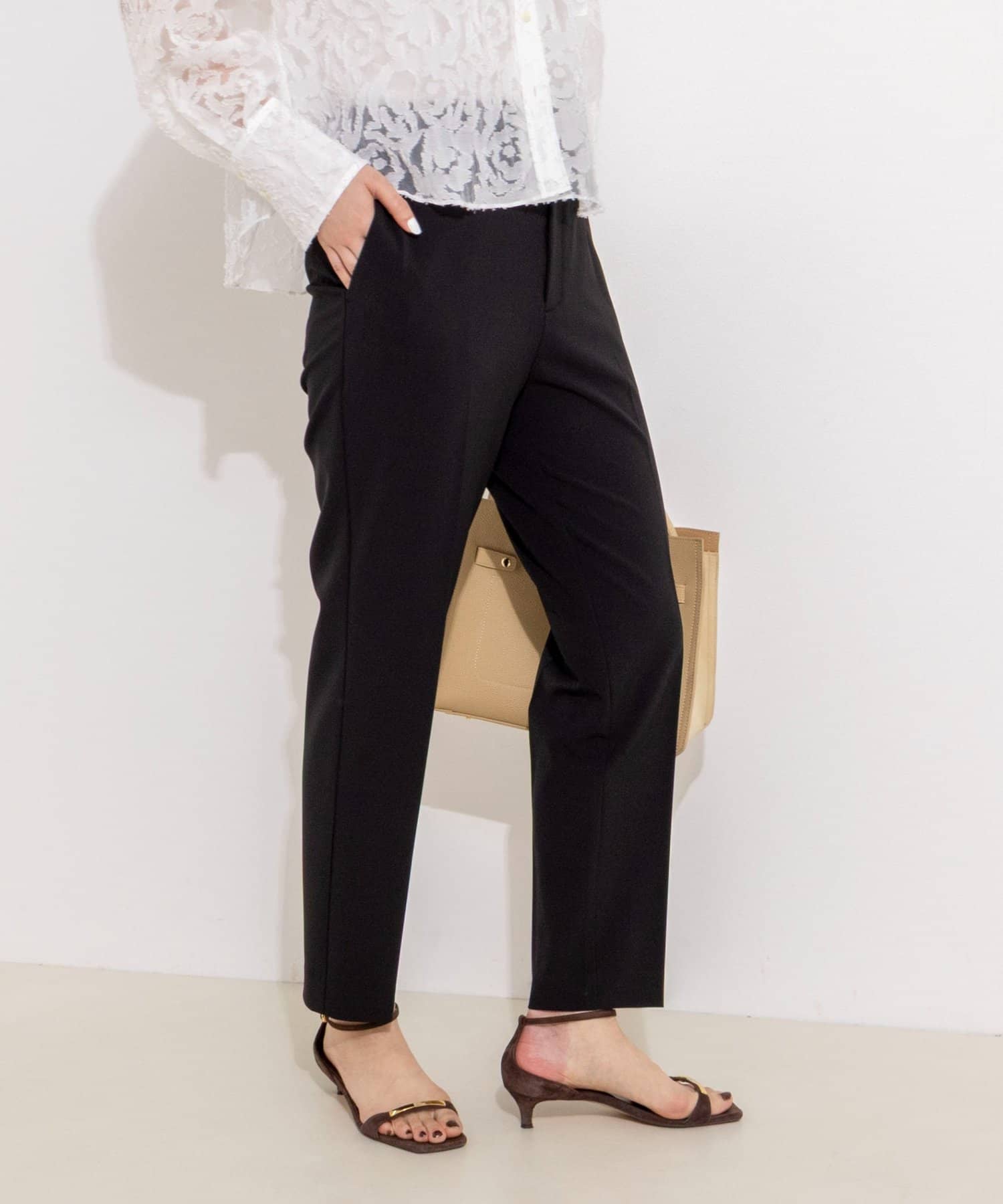 NOLLEY'S(ノーリーズ) 《セットアップ対応》ウォッシャブル2WAY ツイルストレッチテーパードパンツ