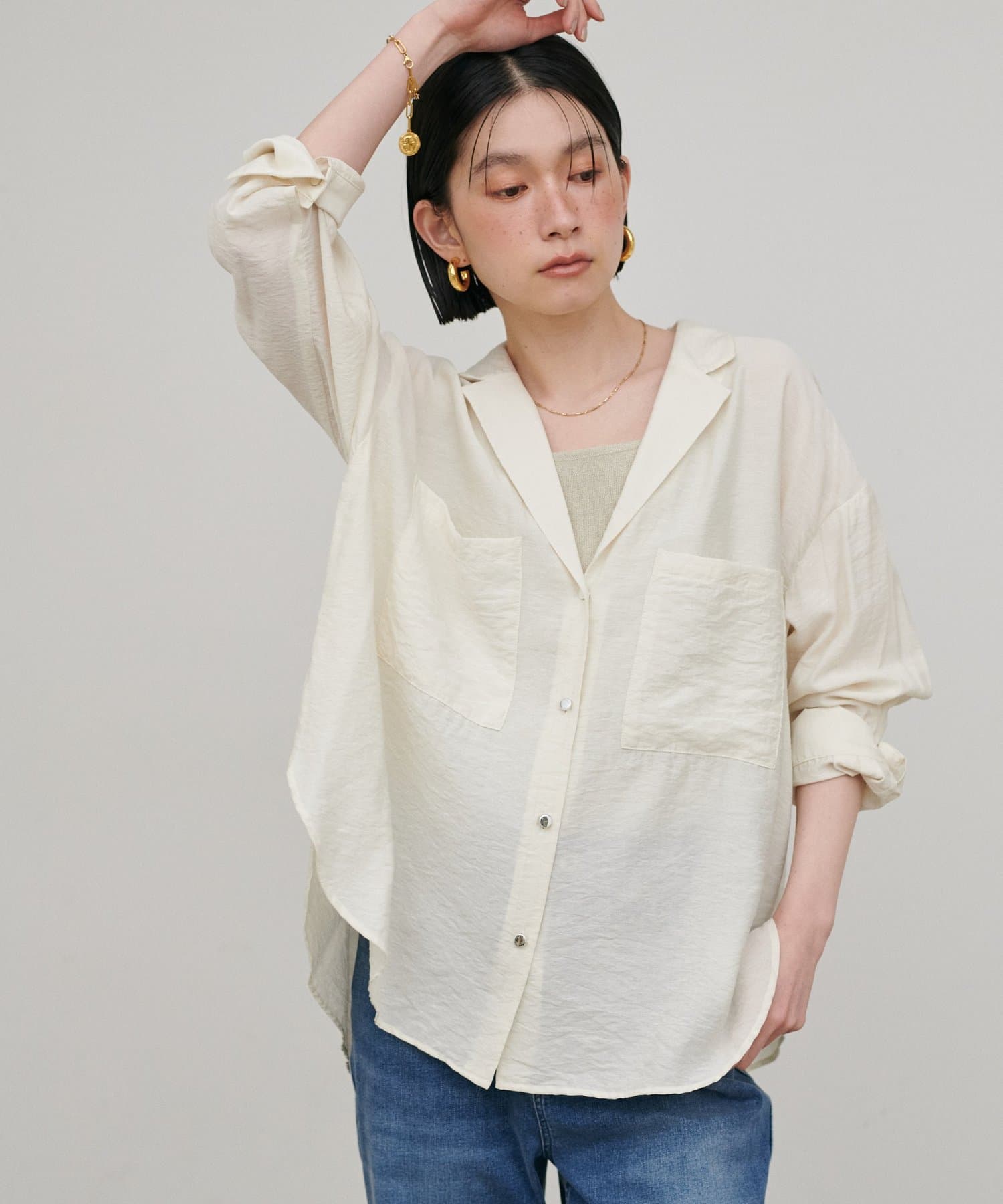 LARUTA(ラルータ) ［Web限定］Wポケットとろみシャツ