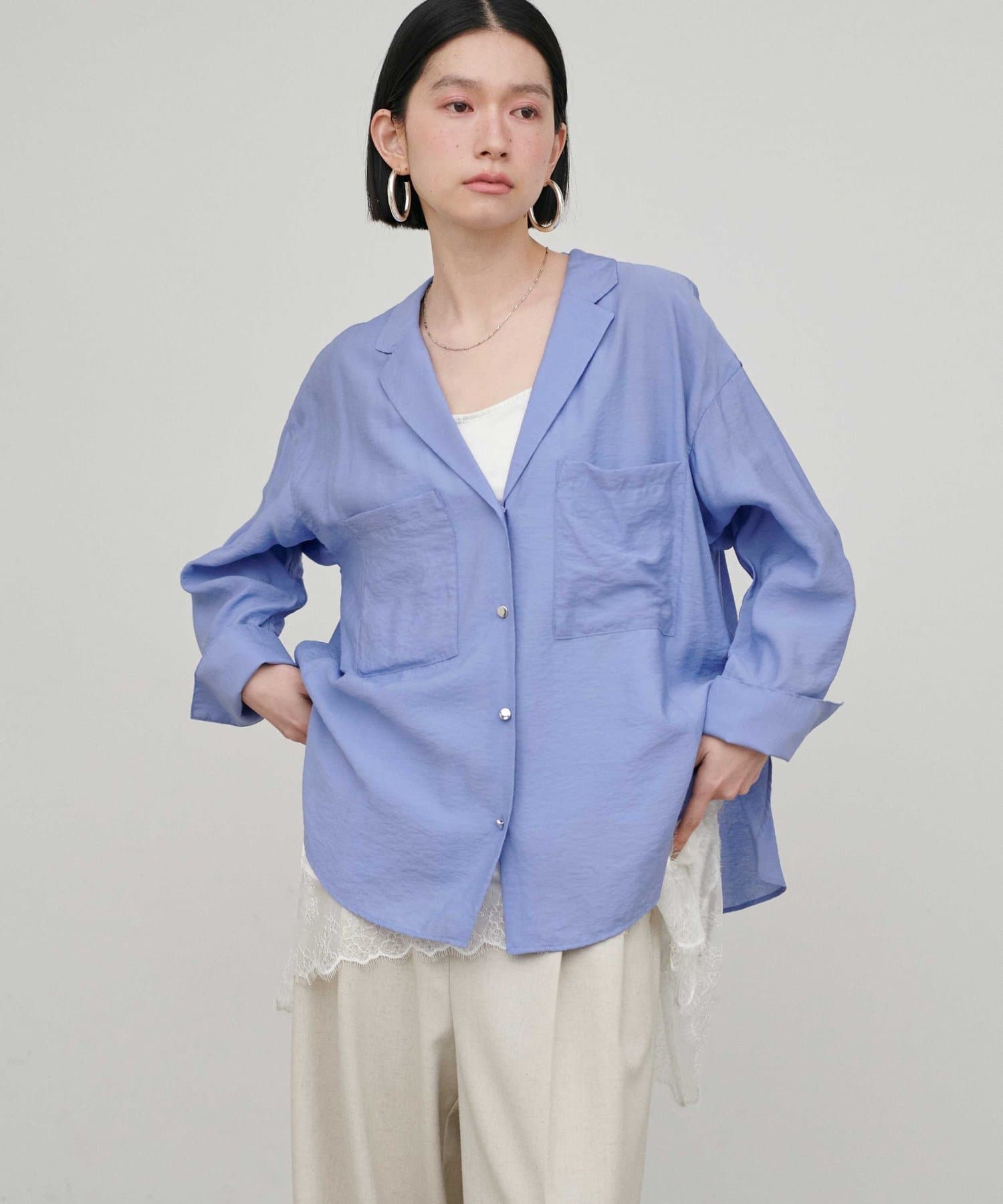 LARUTA(ラルータ) ［Web限定］Wポケットとろみシャツ