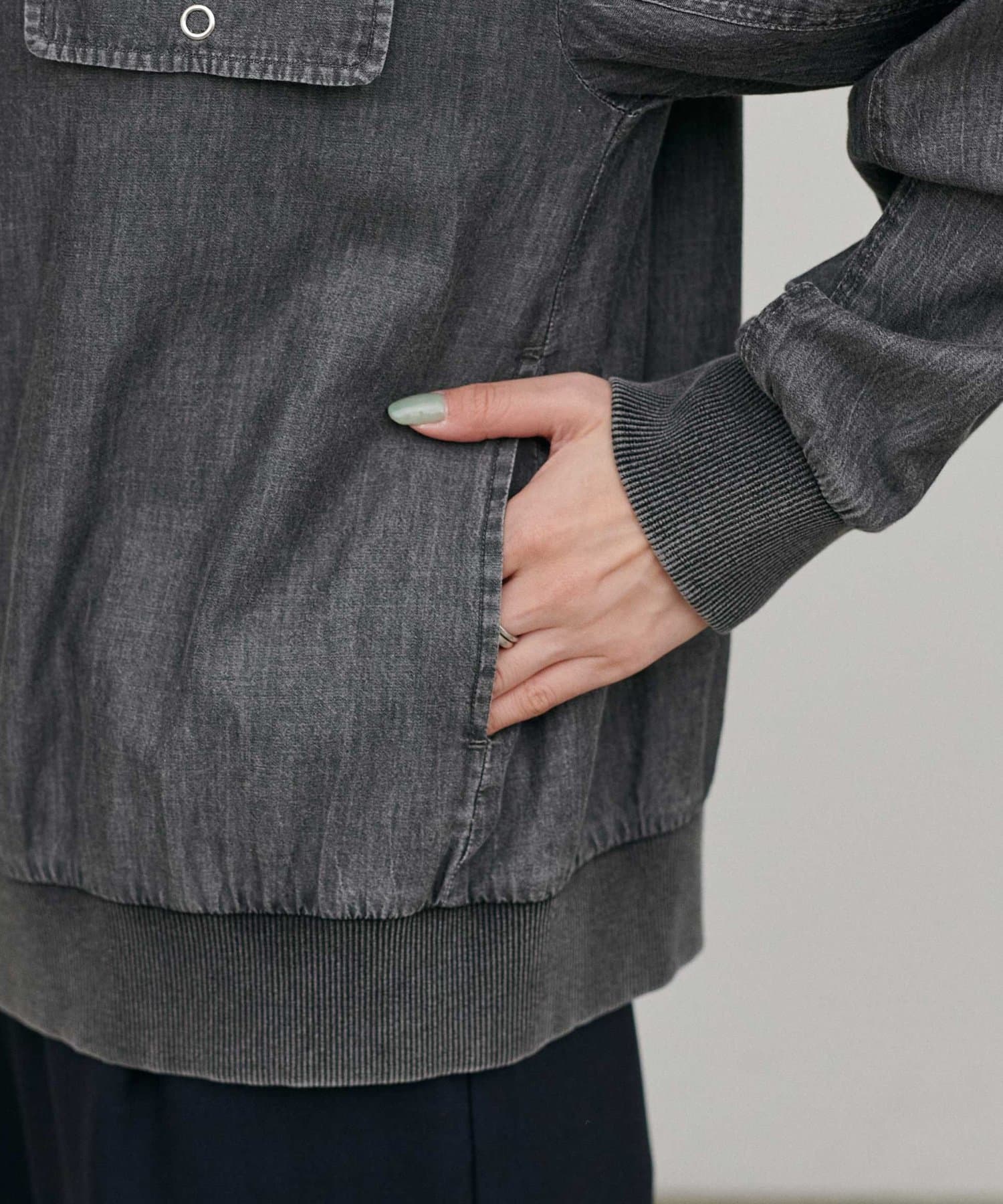 LARUTA(ラルータ) シアーデニムVネックシャツブルゾン