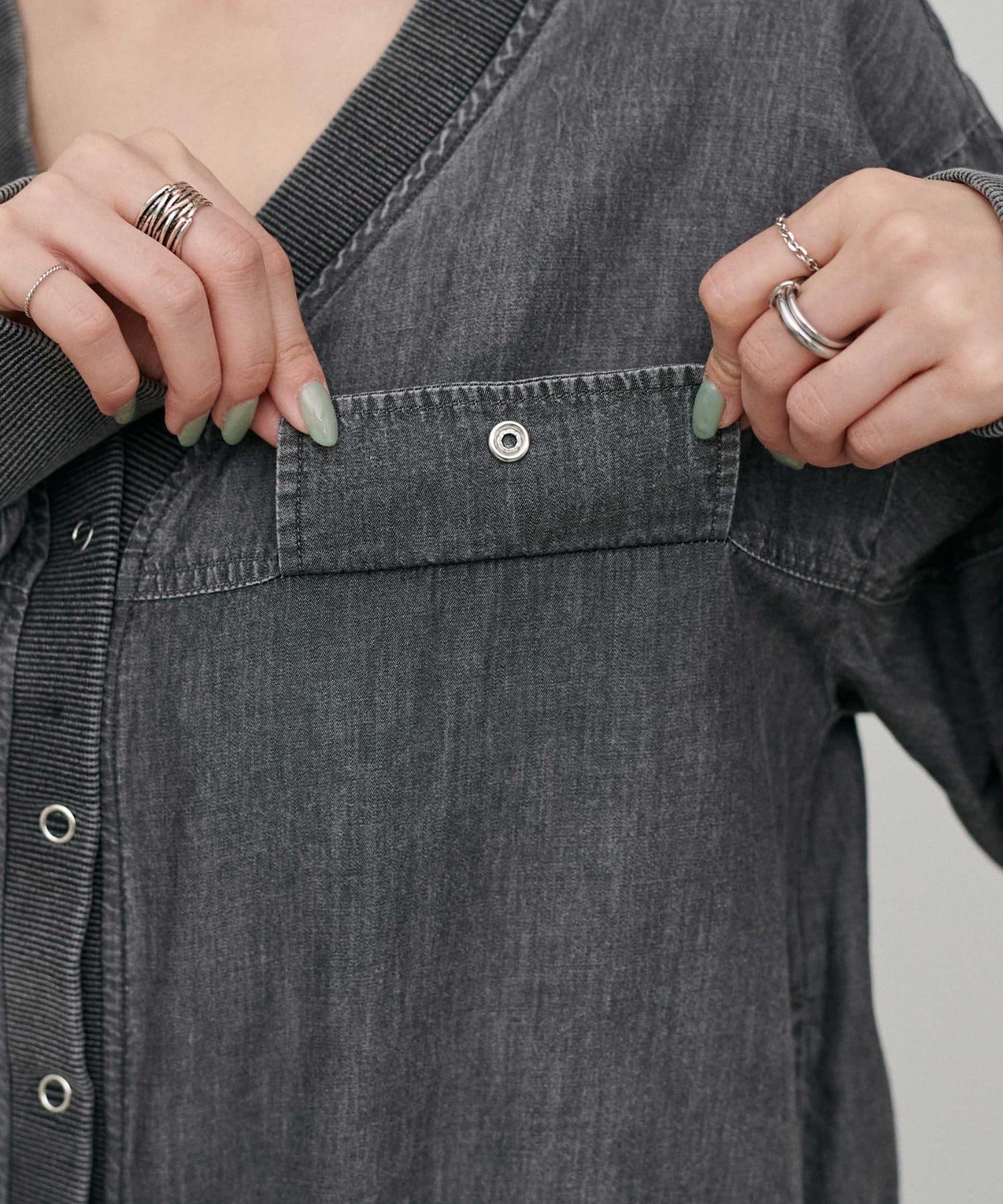 LARUTA(ラルータ) シアーデニムVネックシャツブルゾン