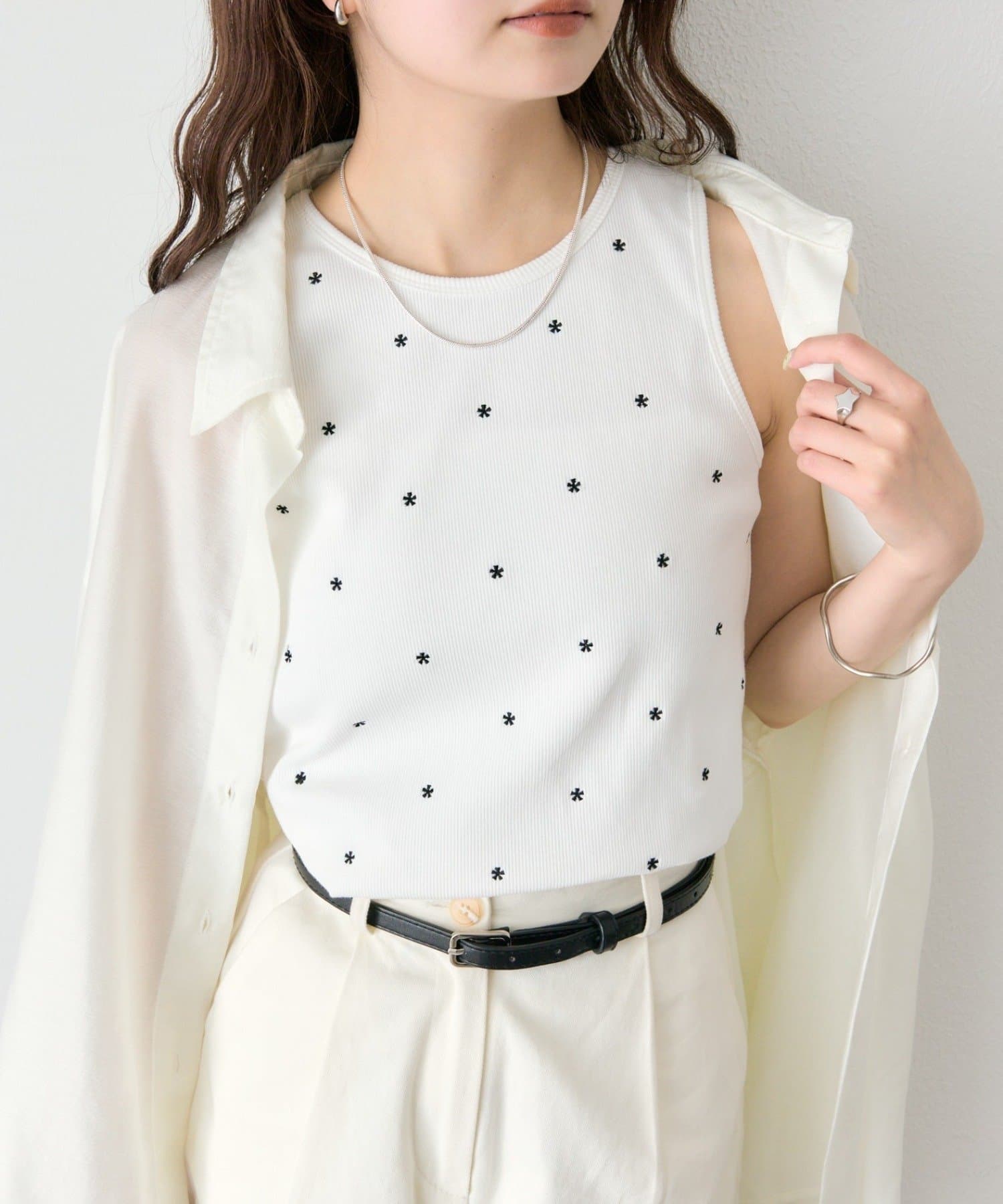 mystic(ミスティック) 《4/2(THU) 12:00予約START》フラワードットタンクトップ