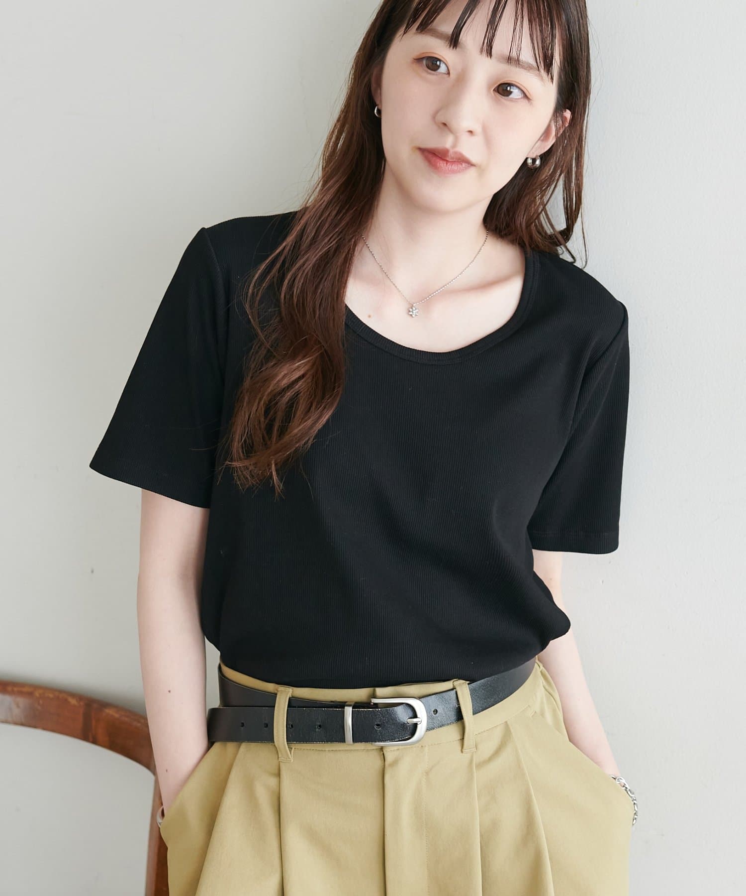 DISCOAT(ディスコート) 【9色展開/万能】リブUネックTシャツ