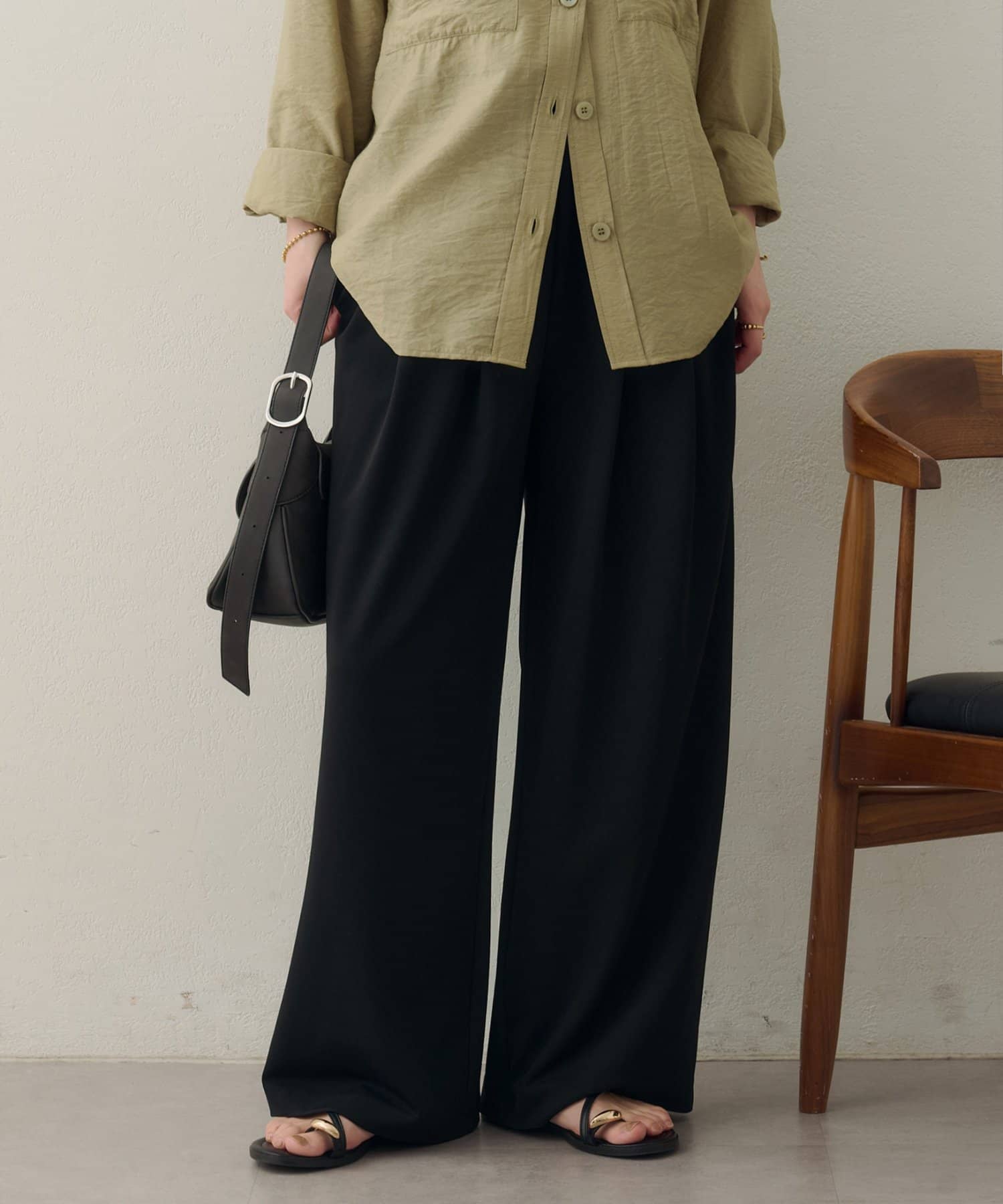 DISCOAT(ディスコート) 【Noka】カットジョーゼット2タックパンツ