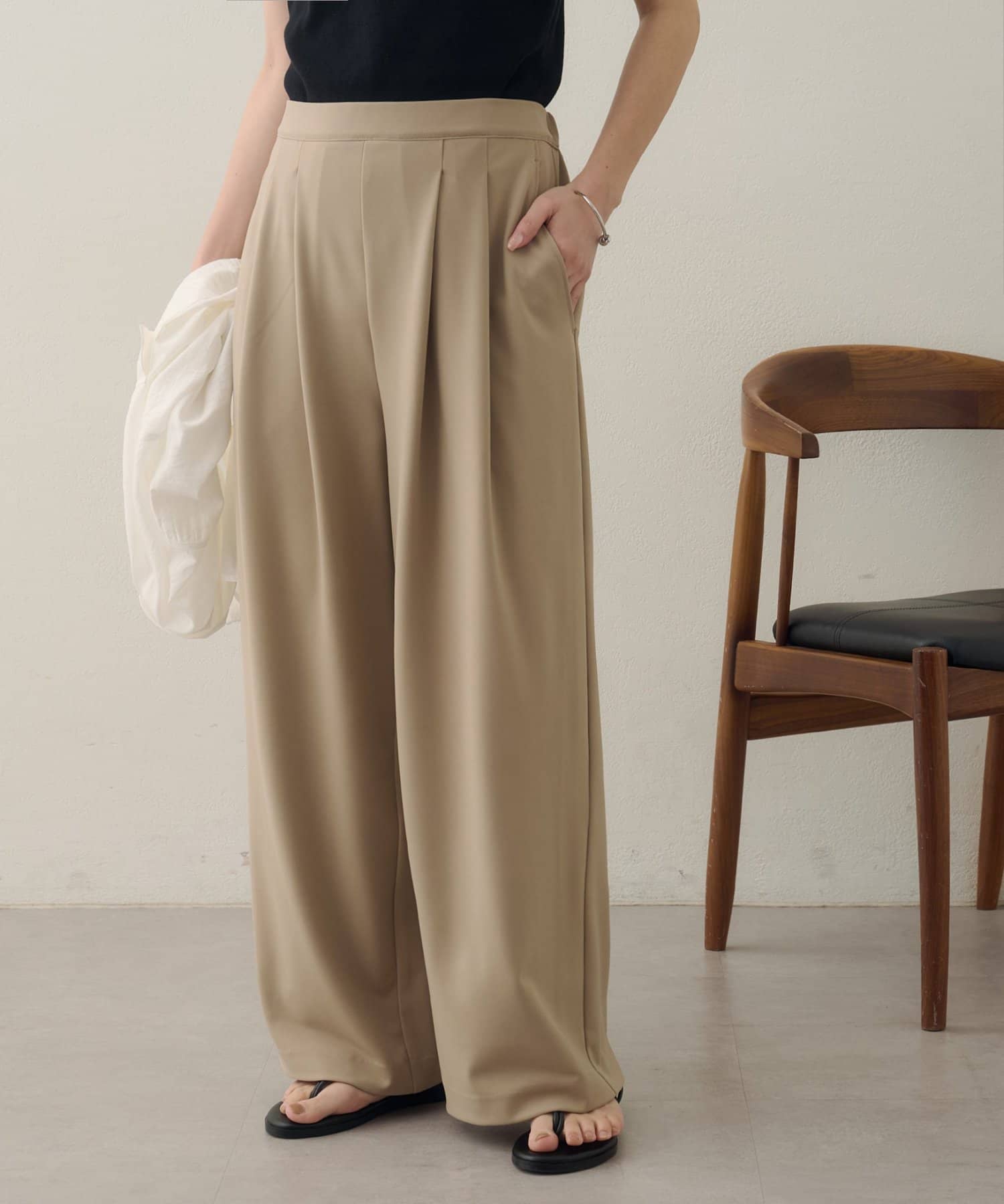 DISCOAT(ディスコート) 【Noka】カットジョーゼット2タックパンツ