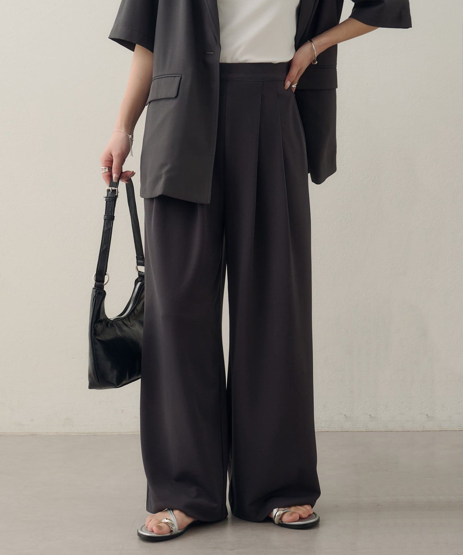 DISCOAT(ディスコート) 【Noka】カットジョーゼット2タックパンツ