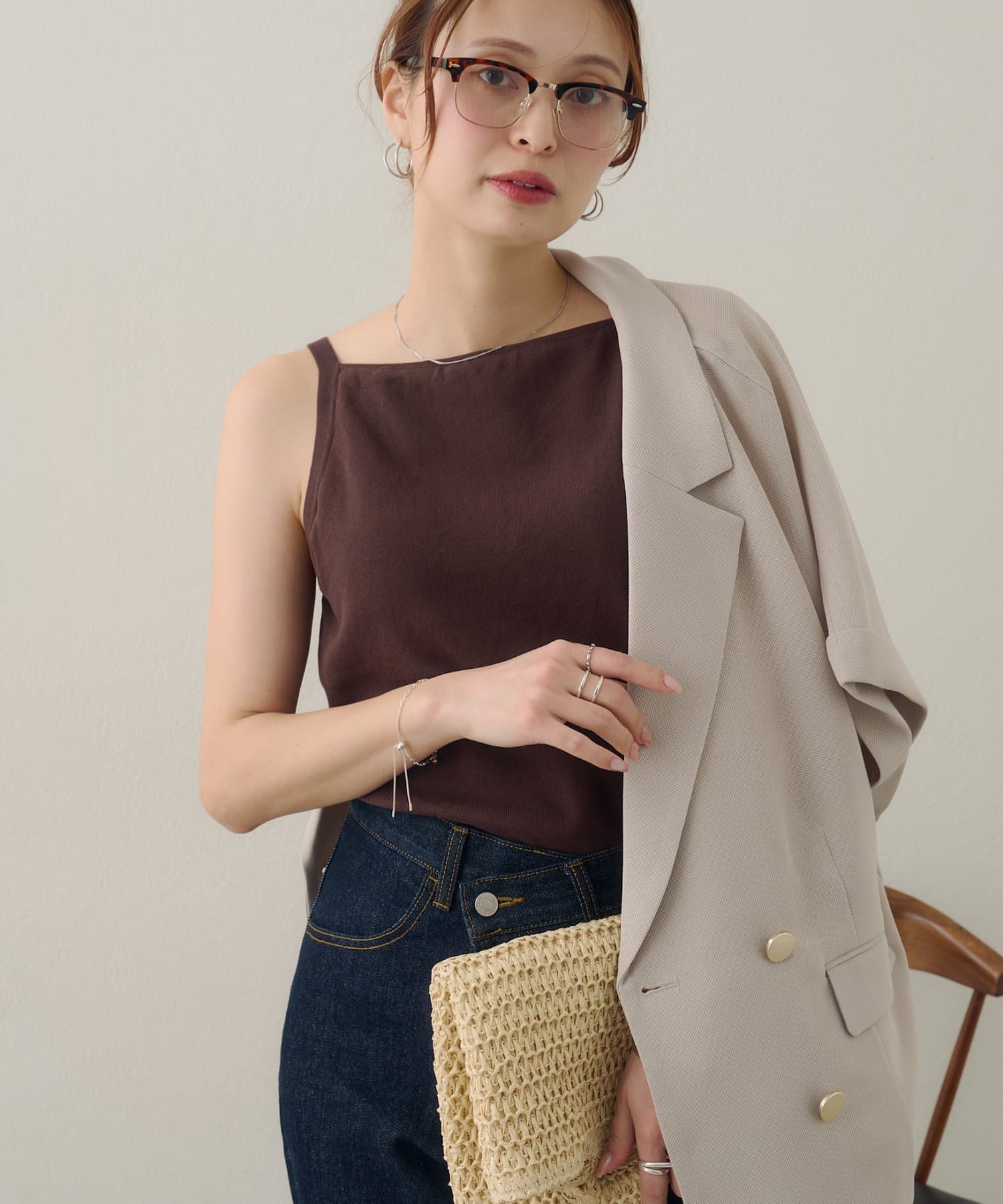 DISCOAT(ディスコート) 【Noka】カップ付ニットキャミソール