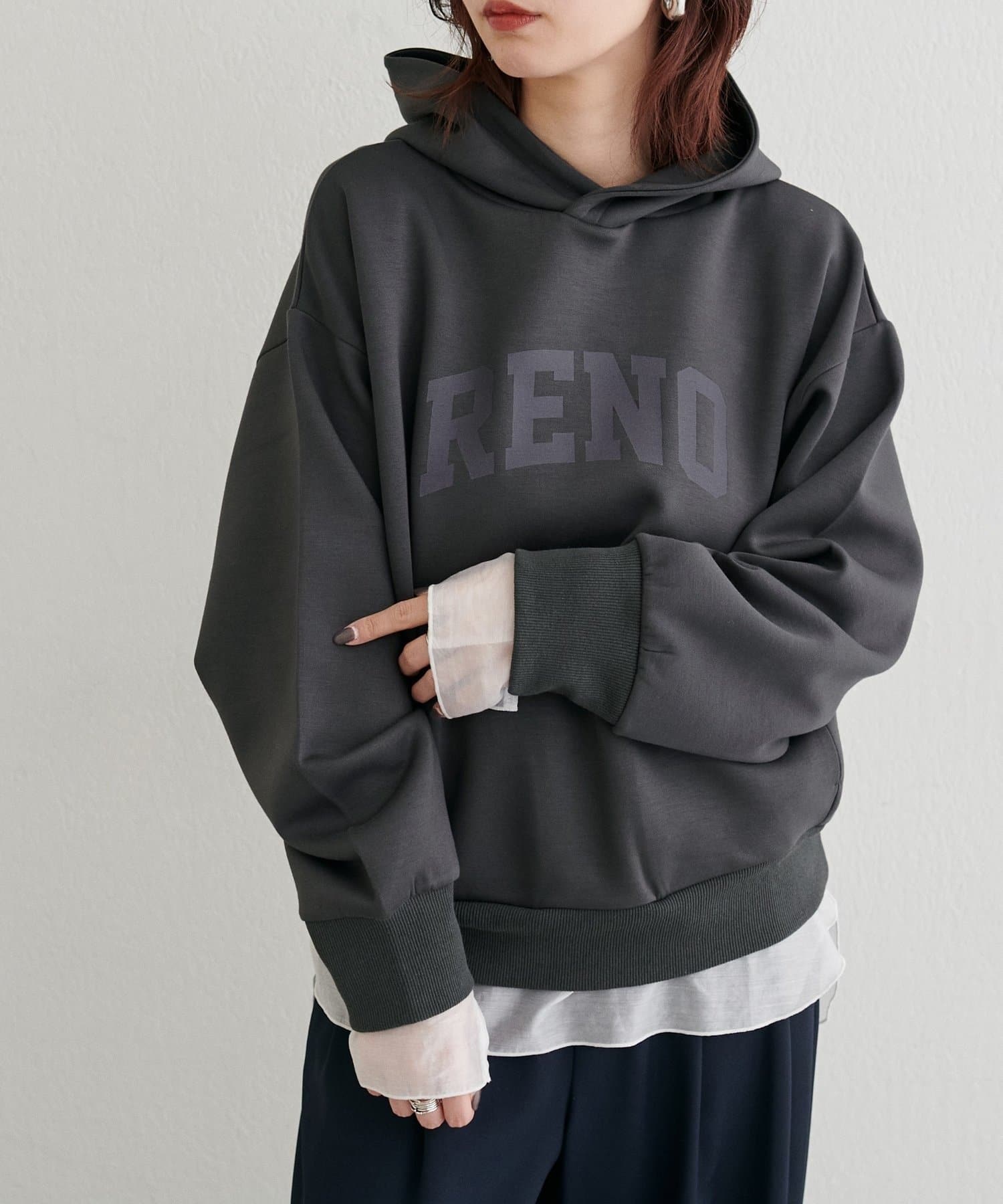 NICE CLAUP / OLIVE des OLIVE OUTLET(ナイスクラップ  / オリーブ デ オリーブ アウトレット) 【LARUTA】フード付きダンボールロンプルオーバー