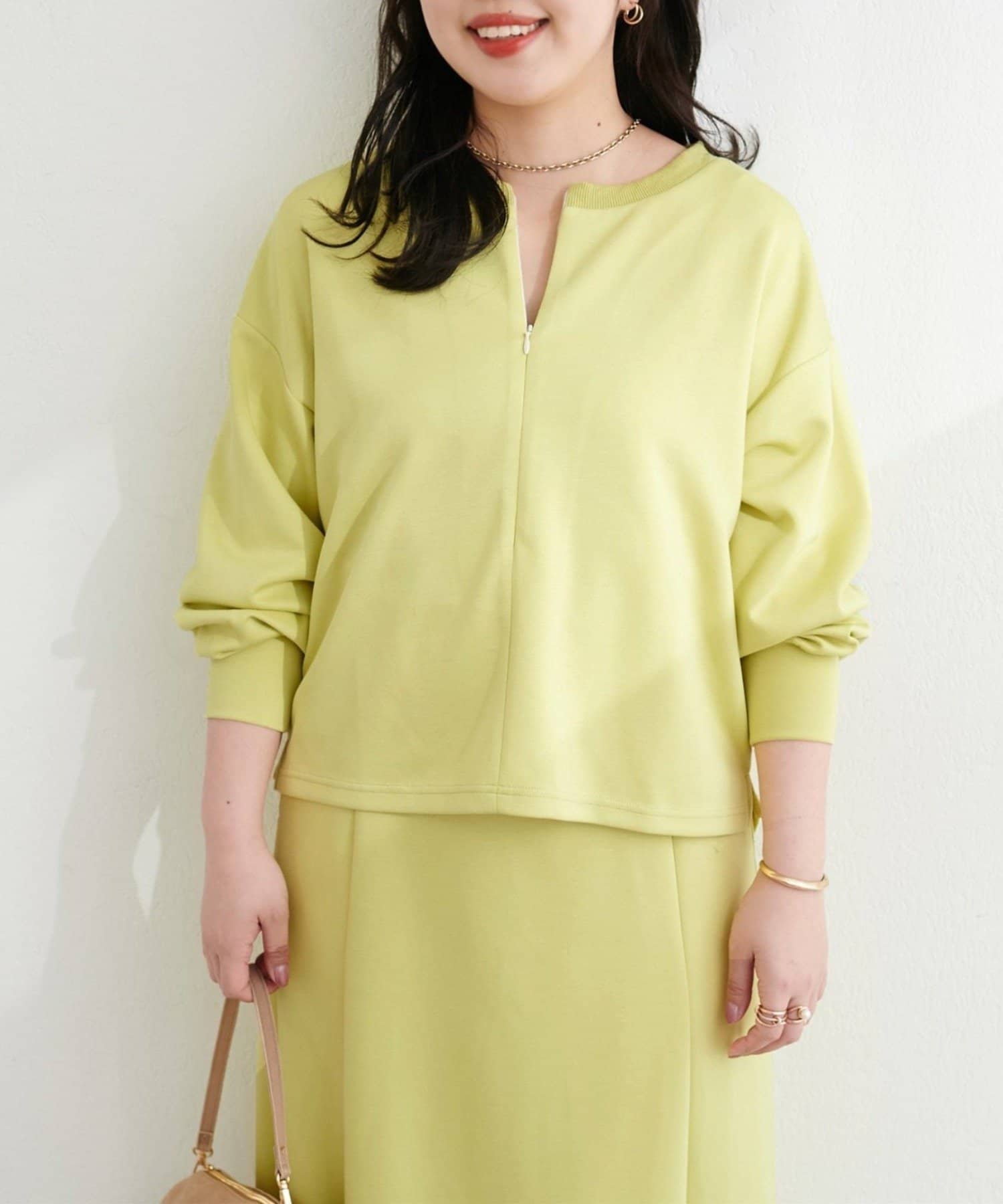 NICE CLAUP / OLIVE des OLIVE OUTLET(ナイスクラップ  / オリーブ デ オリーブ アウトレット) 【natural couture】ハーフジップ付きダンボールプルオーバー