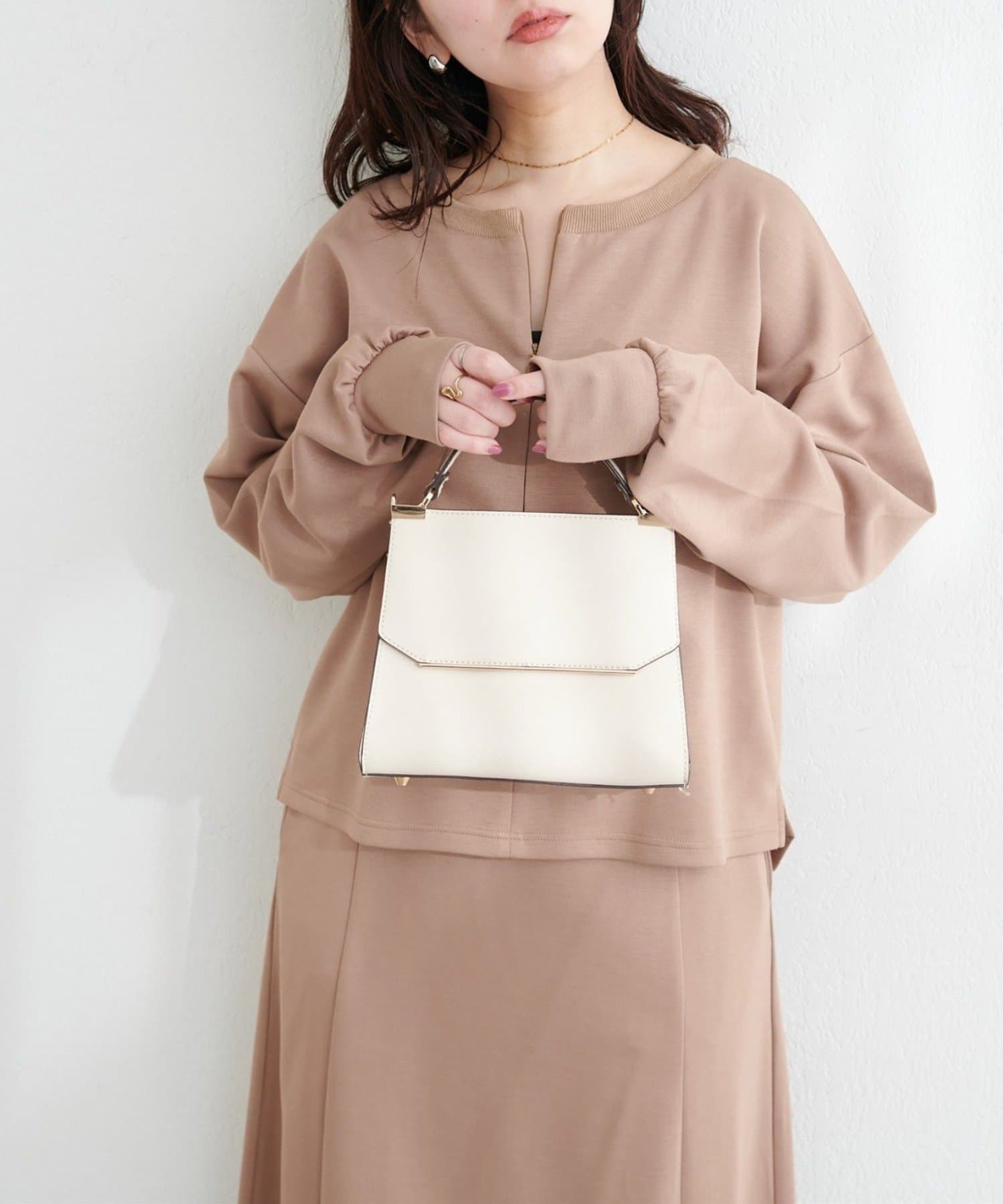 NICE CLAUP / OLIVE des OLIVE OUTLET(ナイスクラップ  / オリーブ デ オリーブ アウトレット) 【natural couture】ハーフジップ付きダンボールプルオーバー