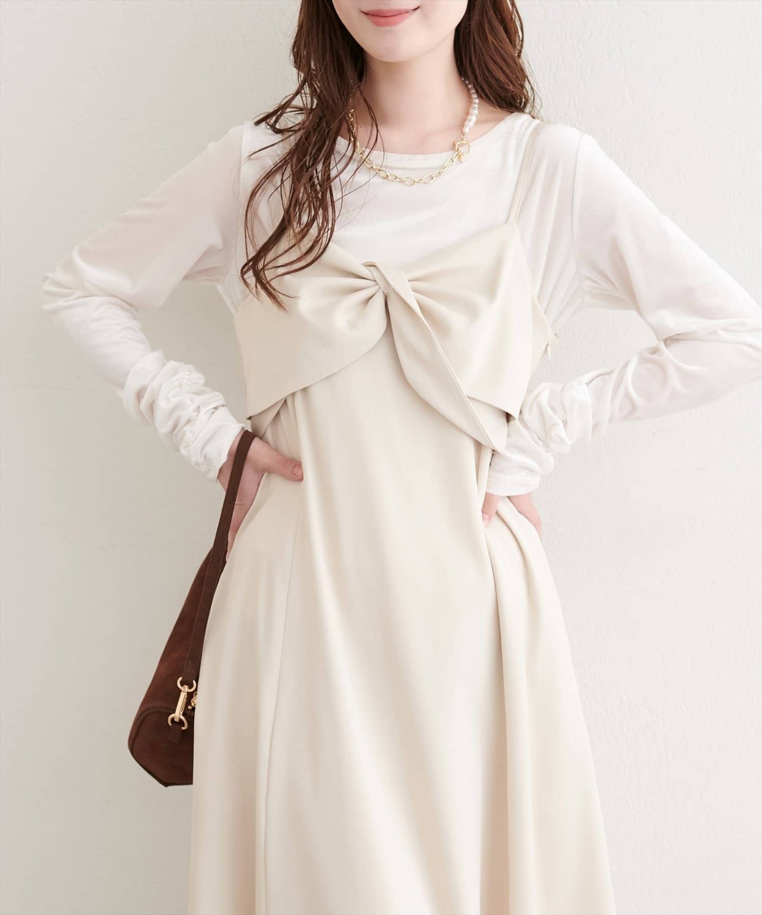 NICE CLAUP / OLIVE des OLIVE OUTLET(ナイスクラップ  / オリーブ デ オリーブ アウトレット) 【natural couture】ストレッチベロアロングT