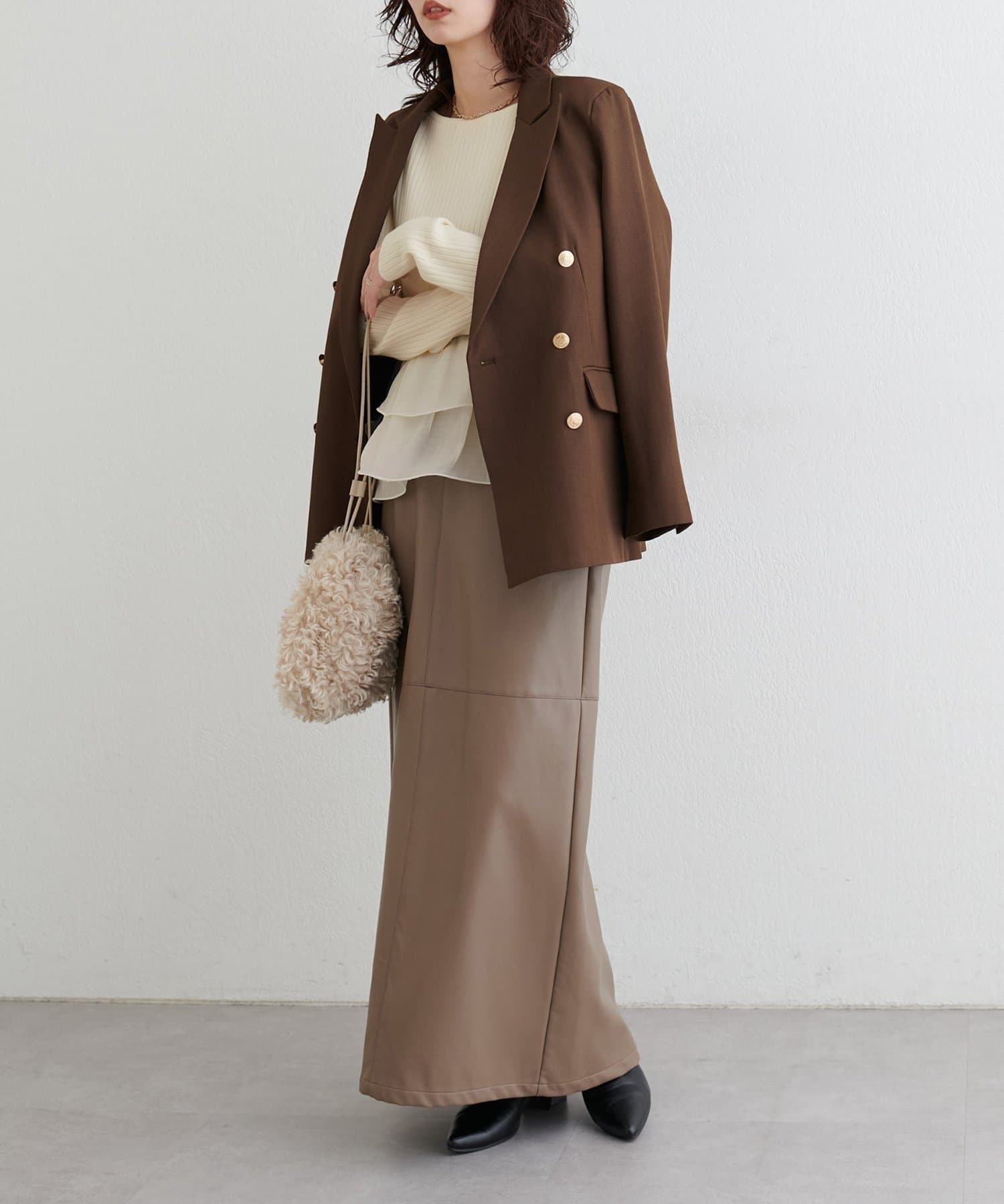 NICE CLAUP / OLIVE des OLIVE OUTLET(ナイスクラップ  / オリーブ デ オリーブ アウトレット) 【LARUTA】前後2WAYペプラムフリルニット