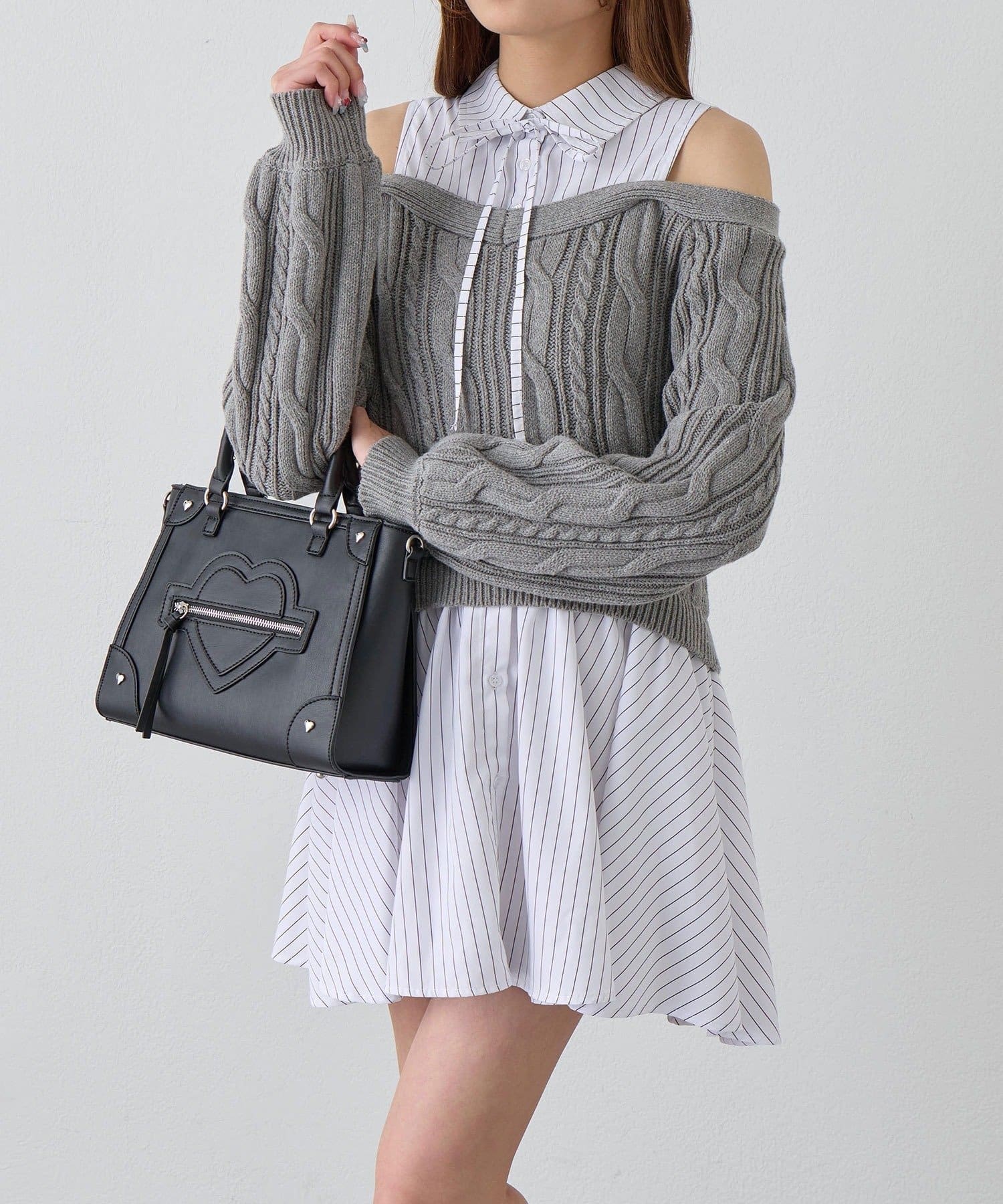 NICE CLAUP / OLIVE des OLIVE OUTLET(ナイスクラップ  / オリーブ デ オリーブ アウトレット) 【OLIVE des OLIVE】肩あきドッキングワンピ