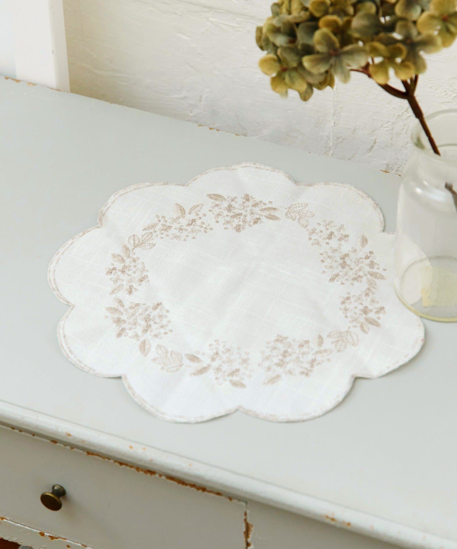 salut!(サリュ) あじさい刺繍ドイリー：25cm／hortensia