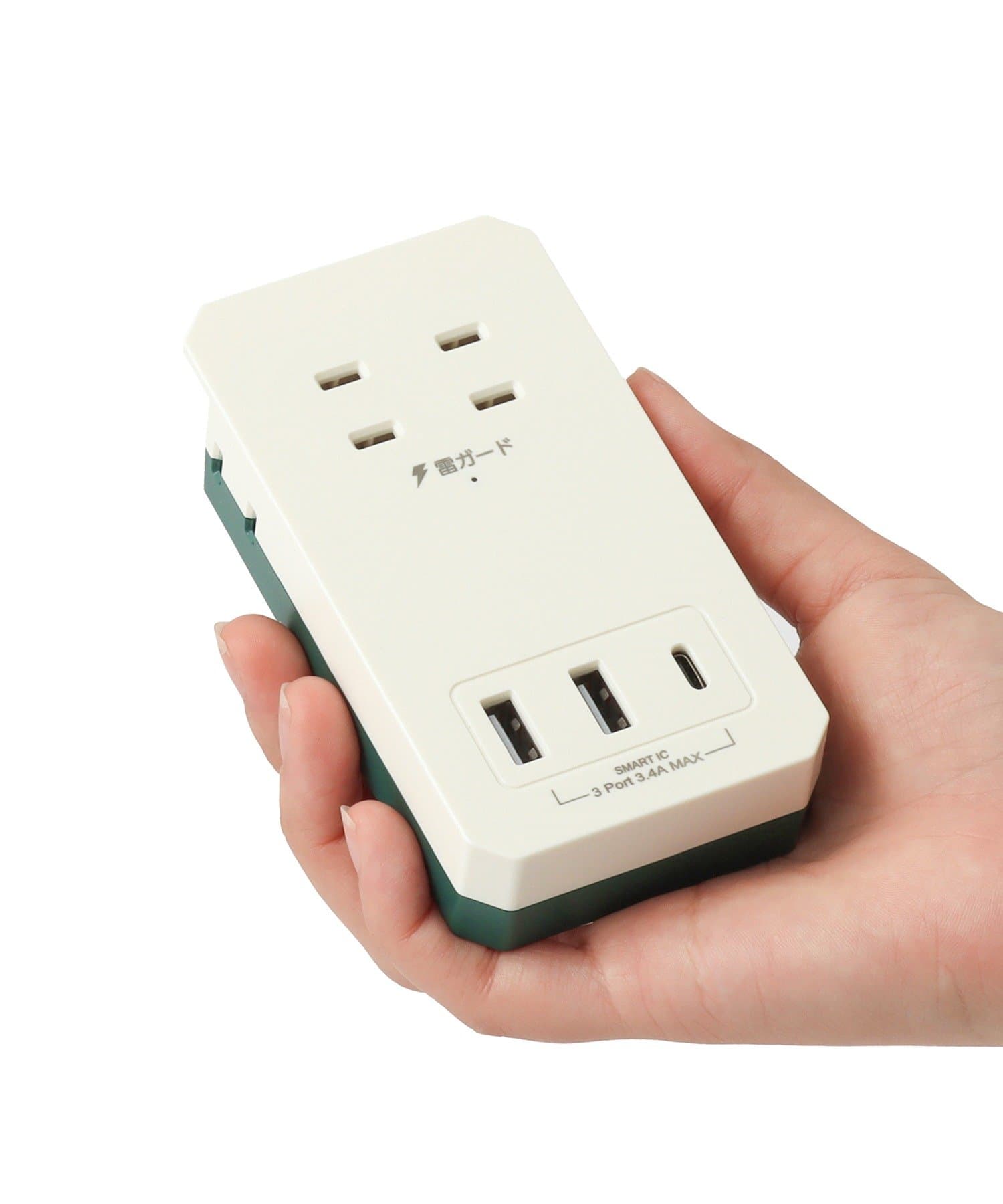3COINS(スリーコインズ) コンパクトスマホスタンド付きAC電源タップ（AC×4/USB×2/TYPEC×1）