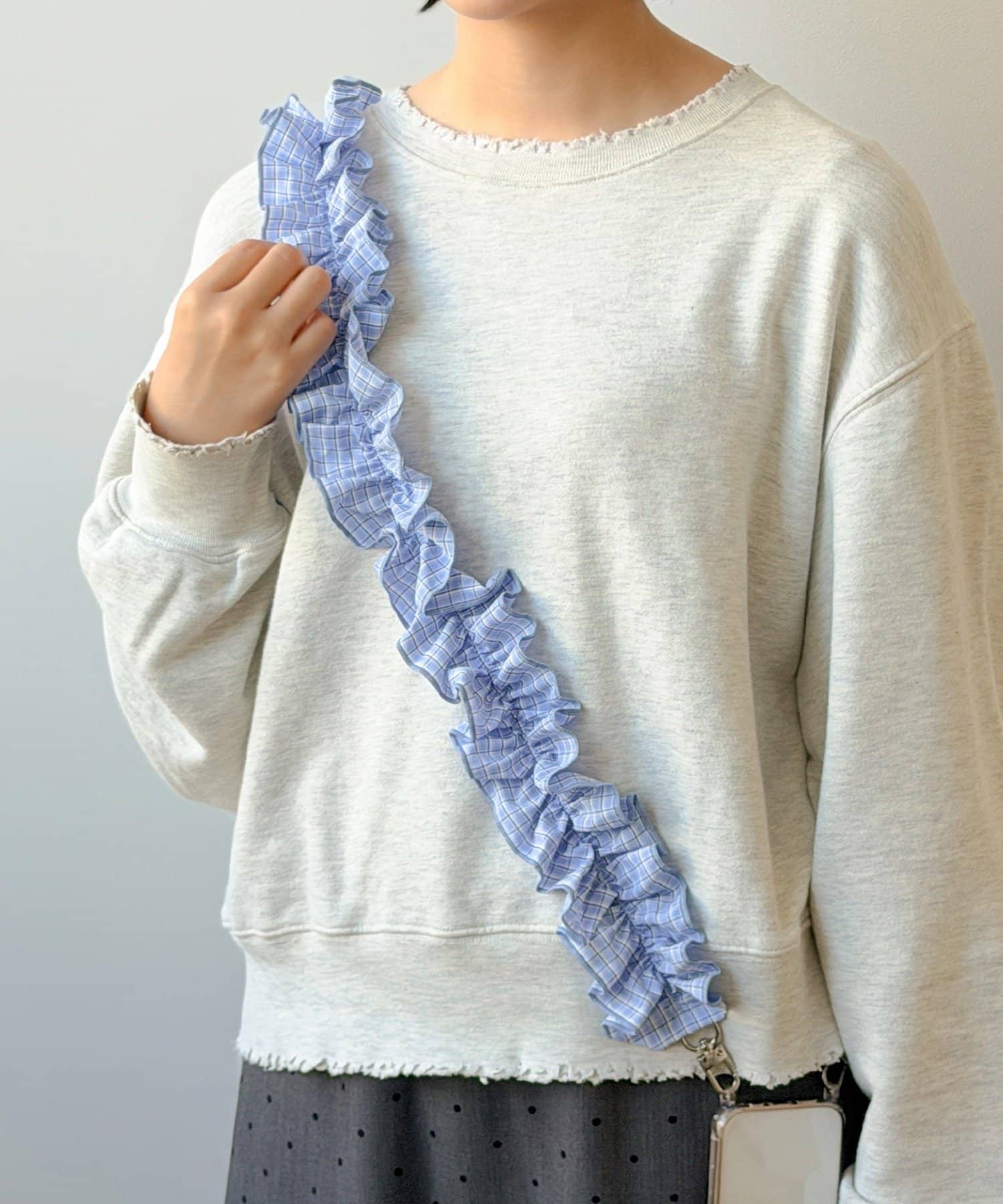 3COINS(スリーコインズ) チェックフリルスマホショルダー