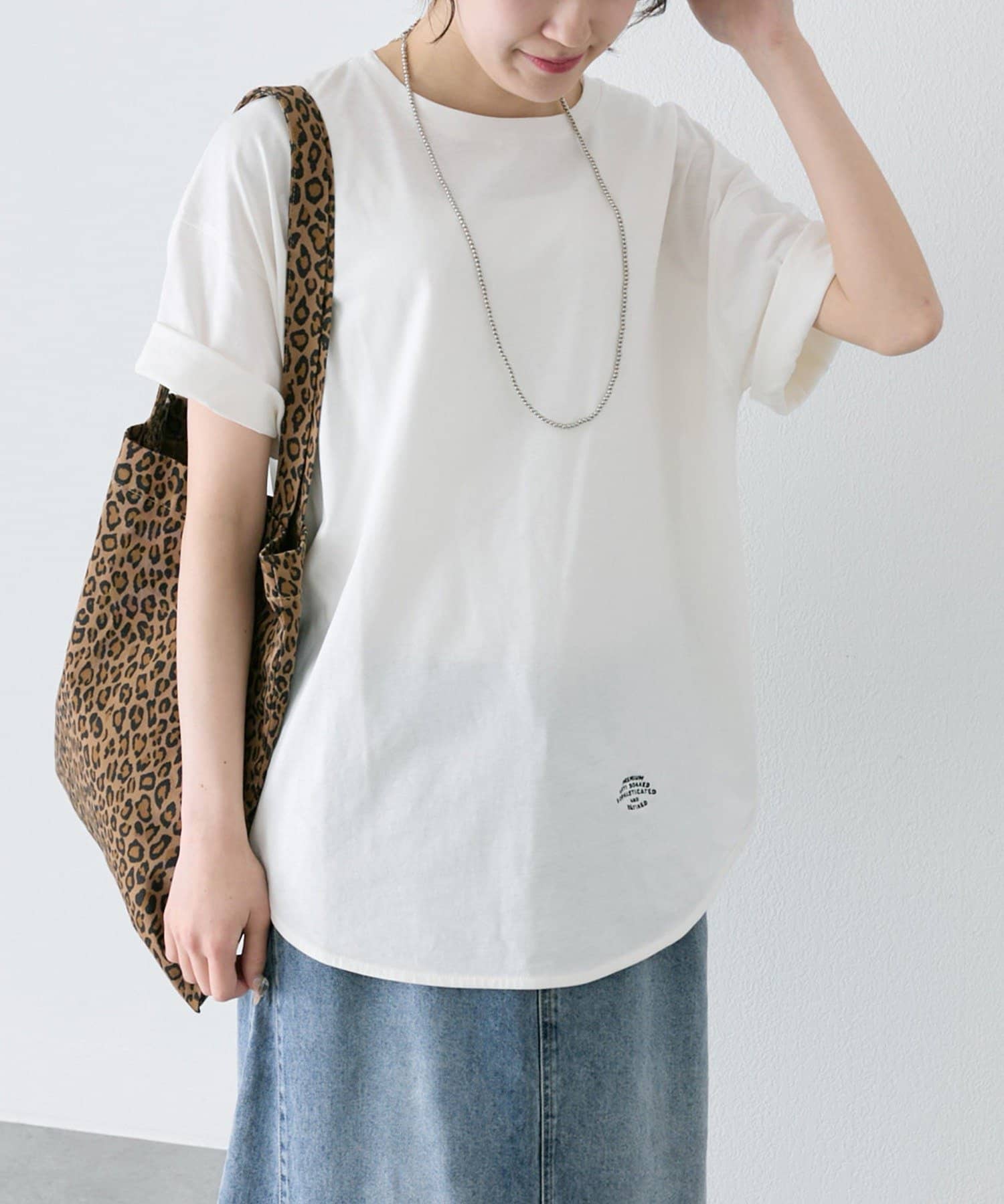 PUAL CE CIN(ピュアルセシン) 【汗ジミ防止加工】ワンポイントロゴ刺繍Tシャツ