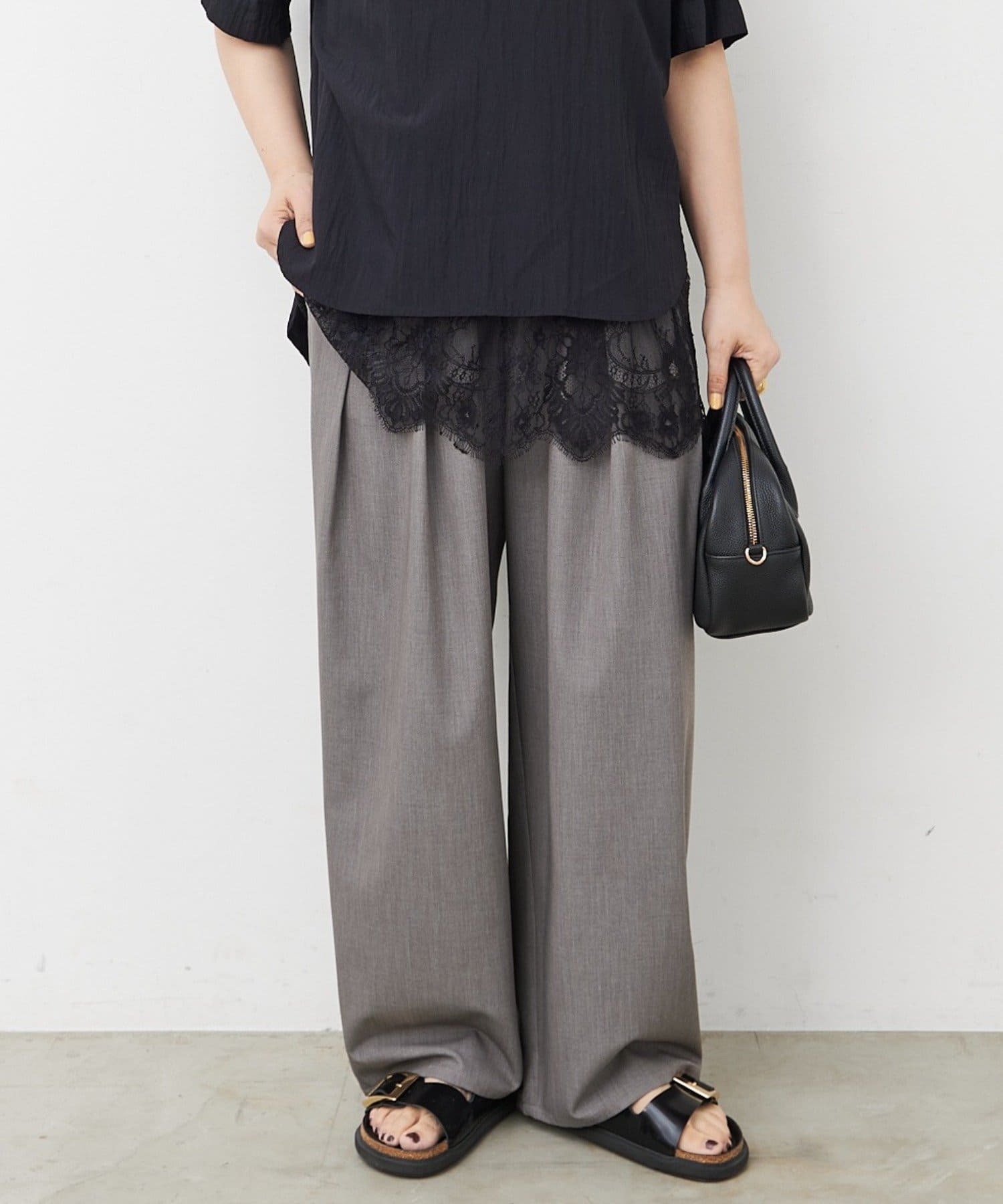 PUAL CE CIN(ピュアルセシン) 【接触冷感】ストレートシルエットスラックスパンツ