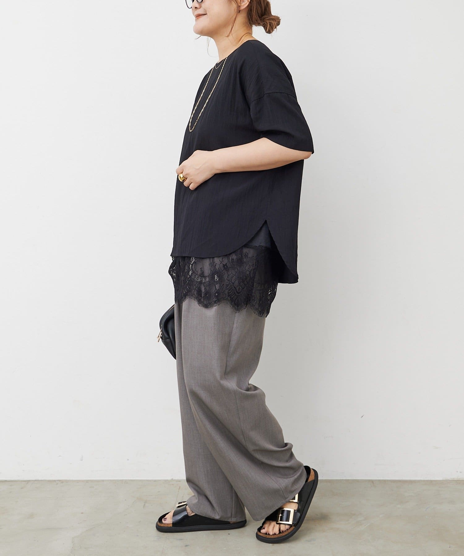 PUAL CE CIN(ピュアルセシン) 【接触冷感】ストレートシルエットスラックスパンツ