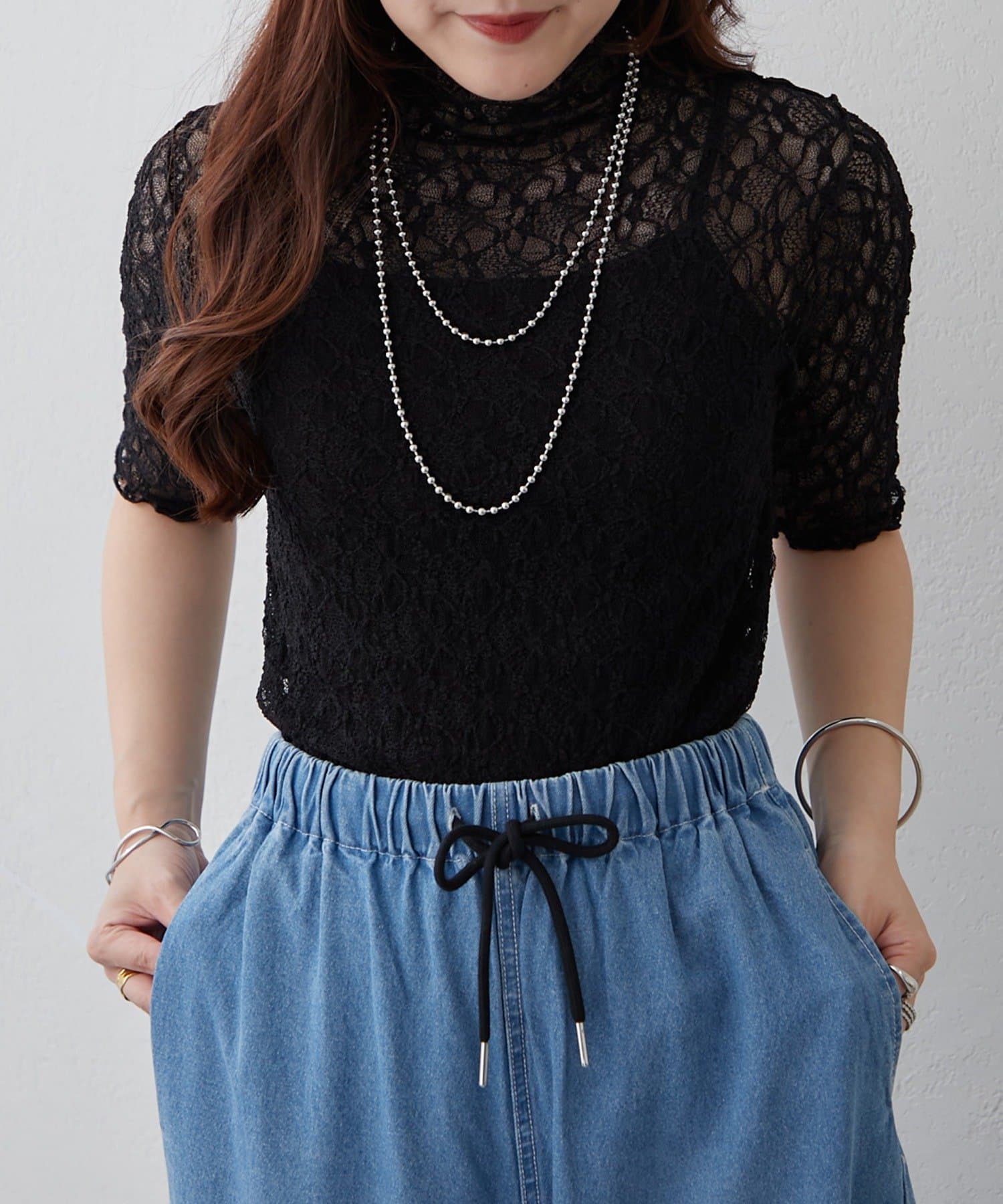 Remind me and forever(リマインドミーアンドフォーエバー) 伸縮性抜群！レースプルオーバー