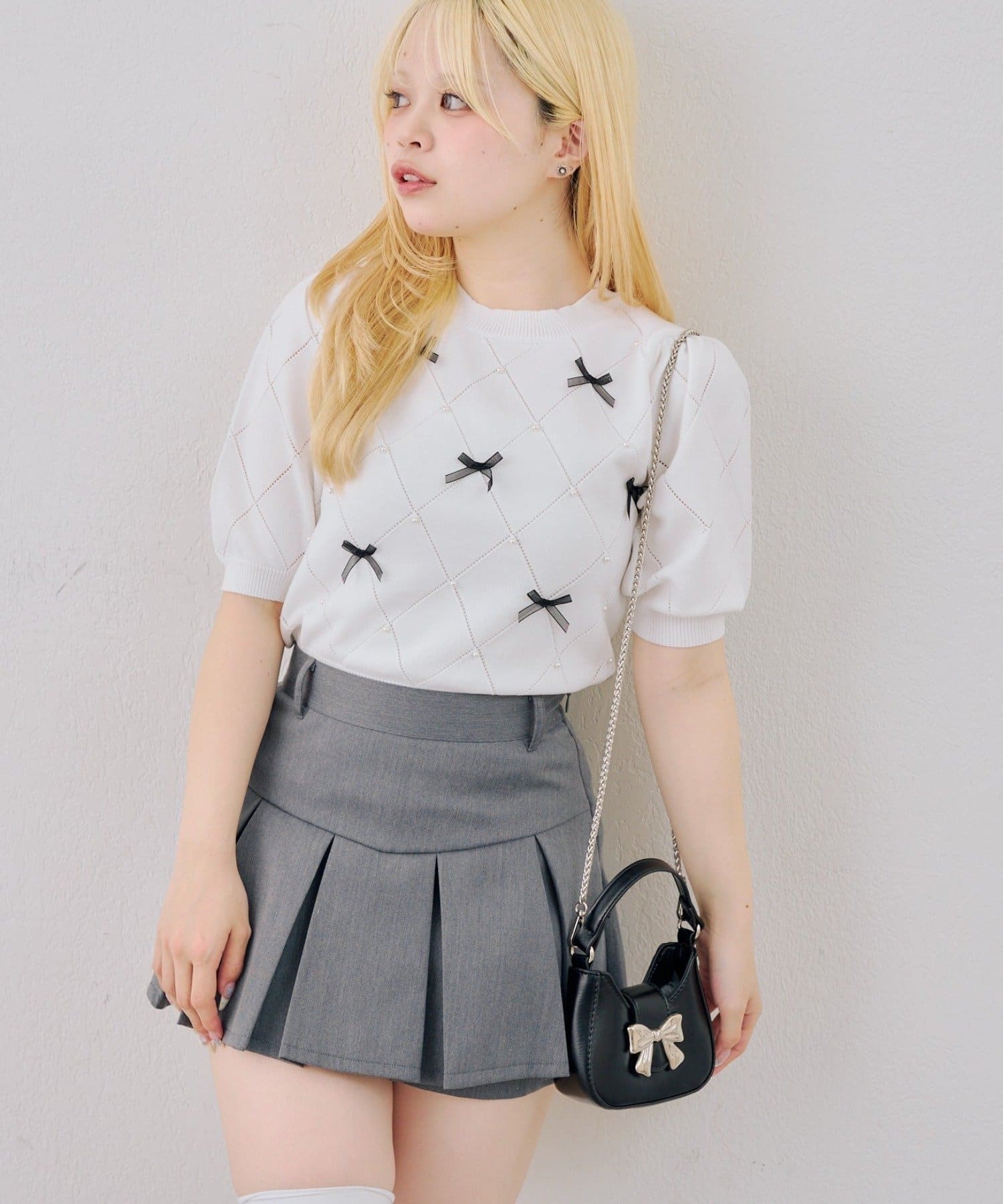 NICE CLAUP / OLIVE des OLIVE OUTLET(ナイスクラップ  / オリーブ デ オリーブ アウトレット) 【continuer】オーガンちびリボンニット