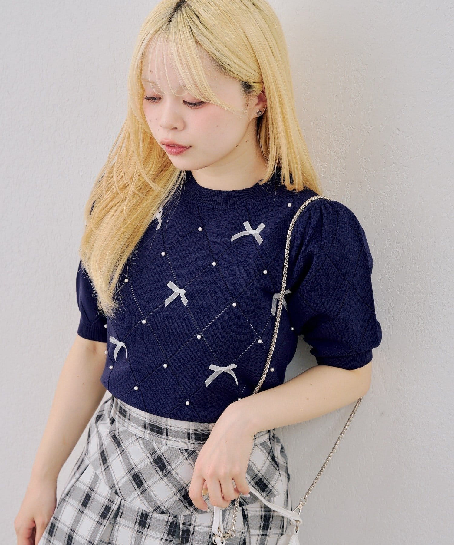 NICE CLAUP / OLIVE des OLIVE OUTLET(ナイスクラップ  / オリーブ デ オリーブ アウトレット) 【continuer】オーガンちびリボンニット