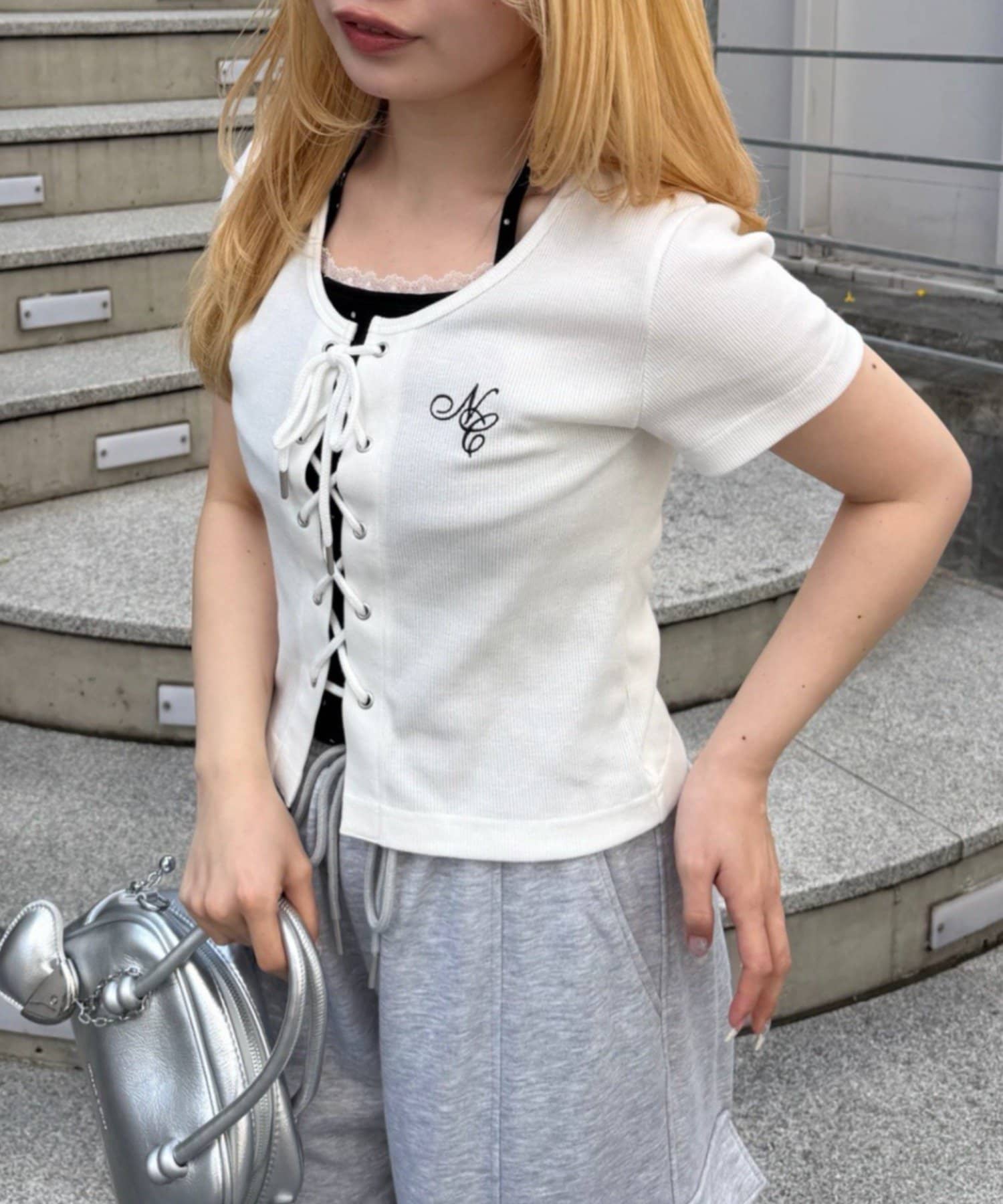 NICE CLAUP / OLIVE des OLIVE OUTLET(ナイスクラップ  / オリーブ デ オリーブ アウトレット) 【continuer】レースUPドッキングプルオーバー