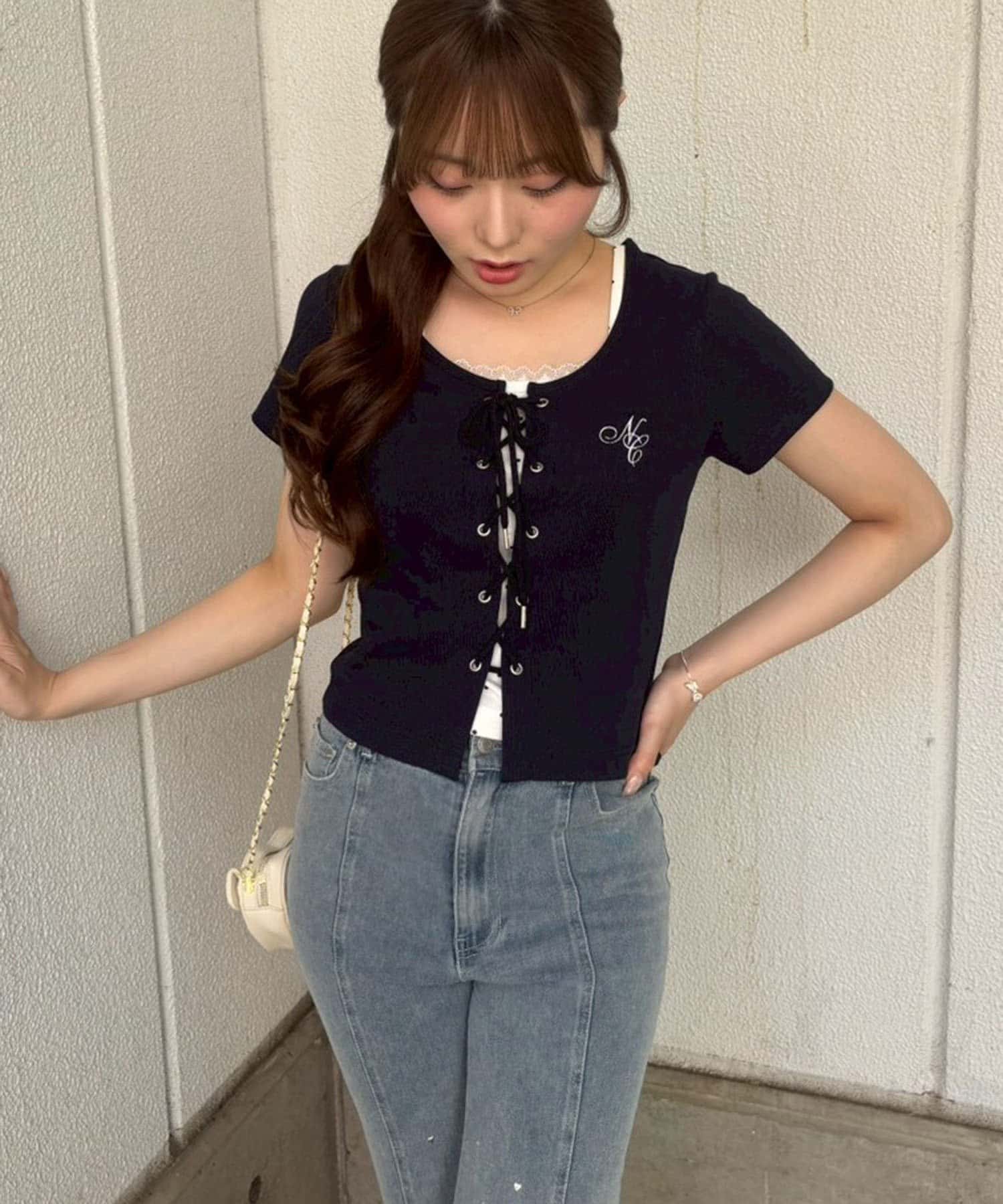 NICE CLAUP / OLIVE des OLIVE OUTLET(ナイスクラップ  / オリーブ デ オリーブ アウトレット) 【continuer】レースUPドッキングプルオーバー