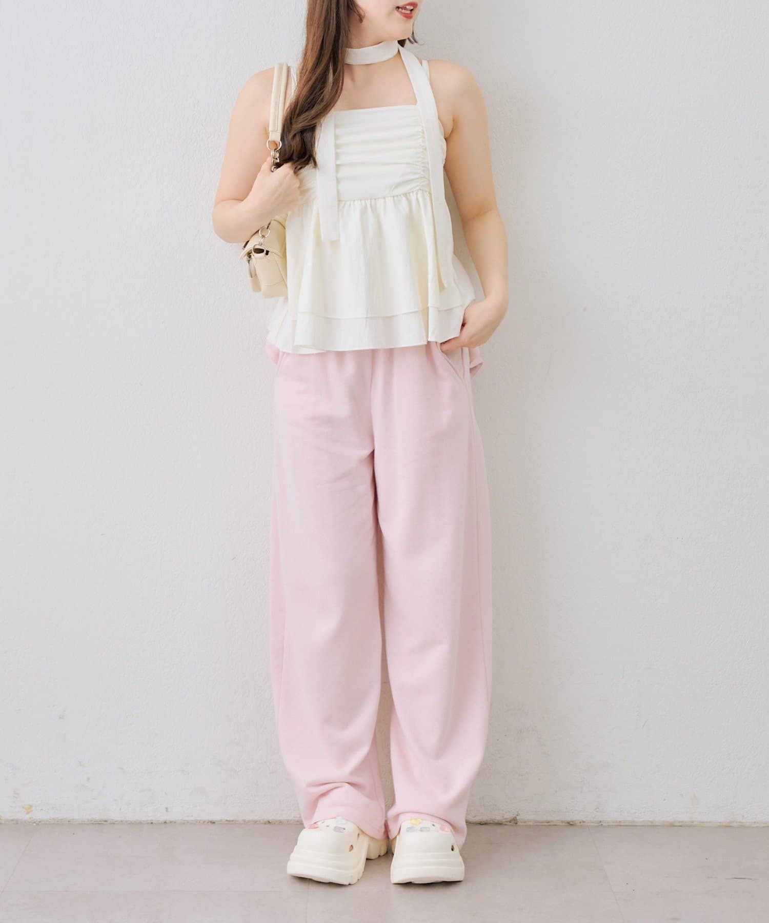 NICE CLAUP / OLIVE des OLIVE OUTLET(ナイスクラップ  / オリーブ デ オリーブ アウトレット) 【ANOTHER BRANCH】リボン付きバレルカットパンツ