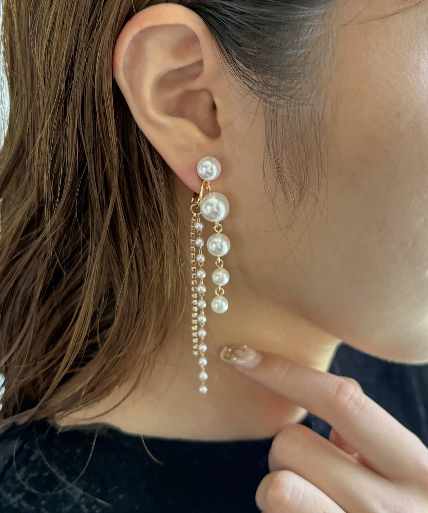 Lattice(ラティス) パールストーンロングイヤリング