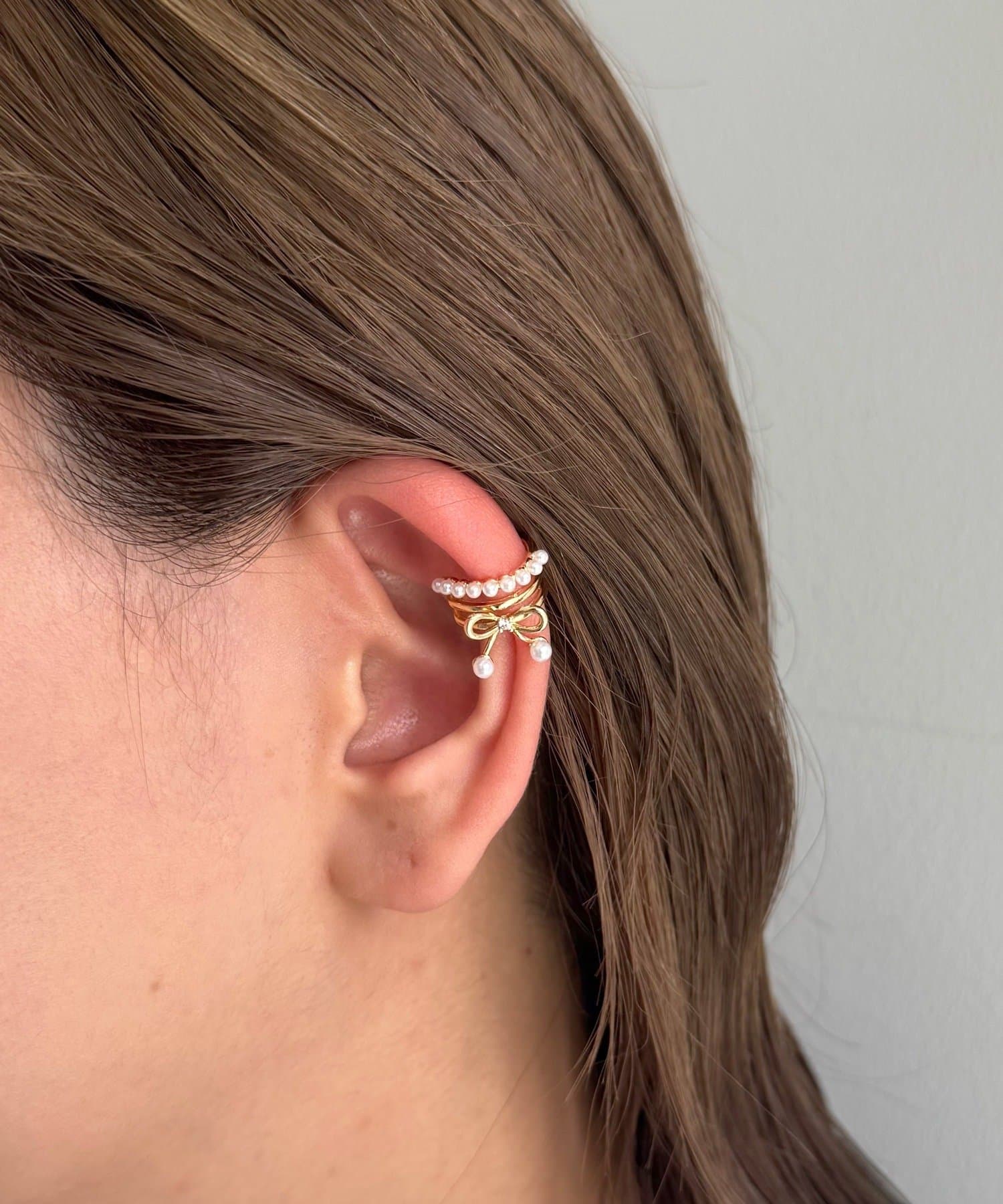 Lattice(ラティス) パールリボンイヤカフ