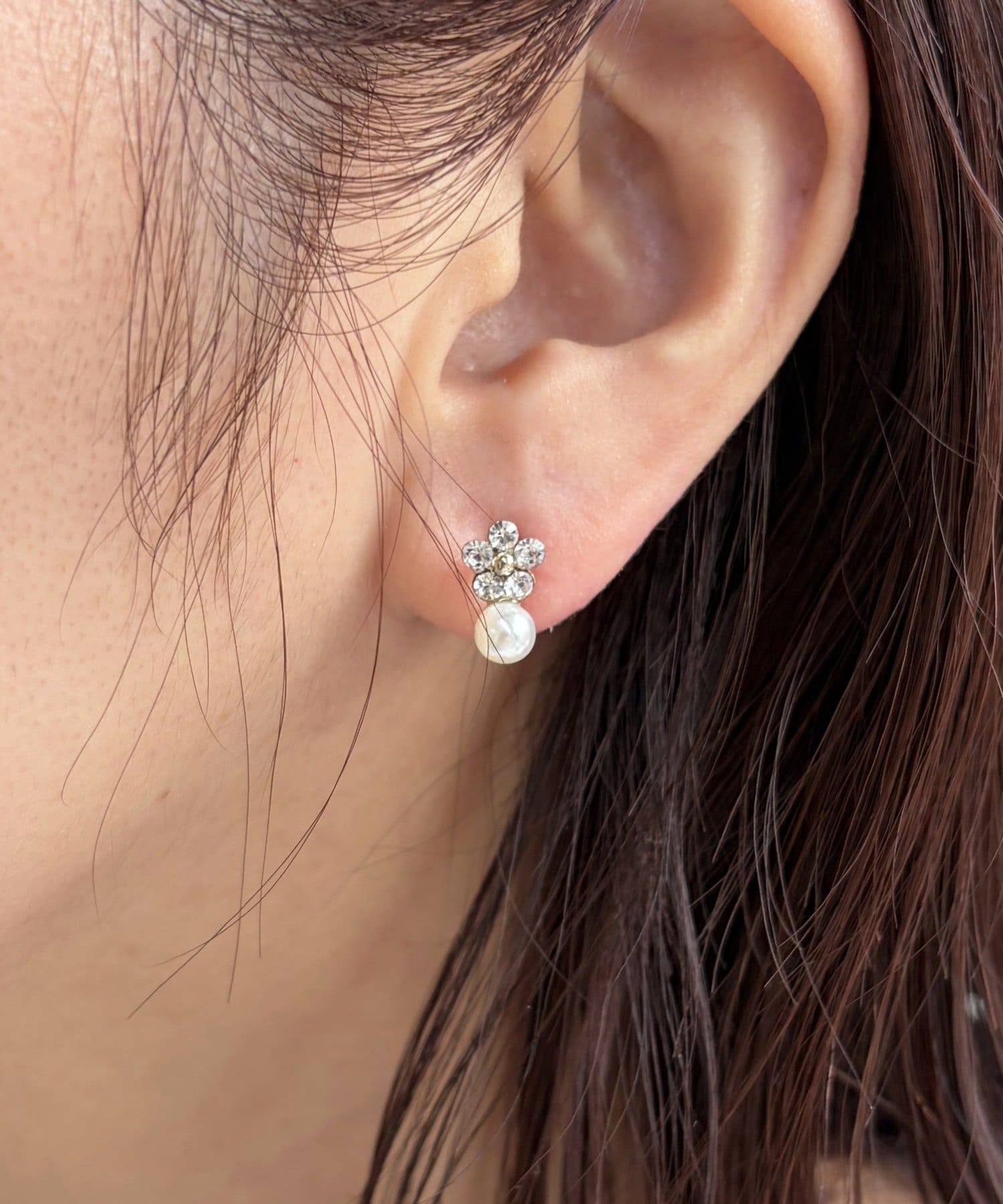 Lattice(ラティス) ＜樹脂＞フラワーパールイヤリング