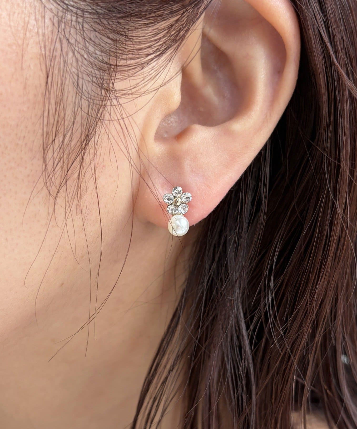 Lattice(ラティス) ＜樹脂＞フラワーパールイヤリング