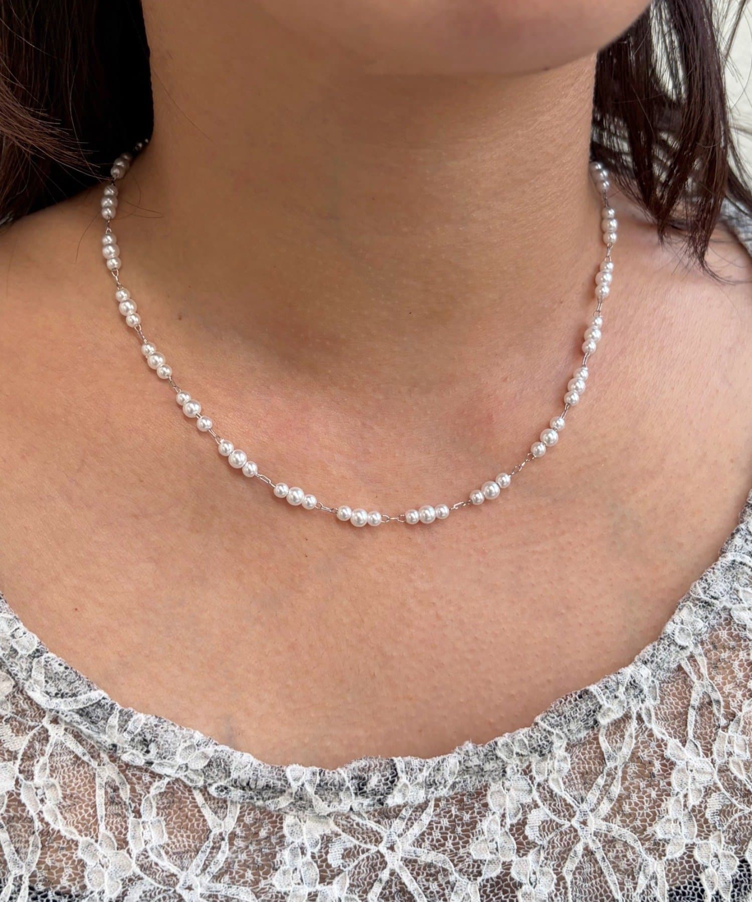 Lattice(ラティス) ＜ステンレス＞パールネックレス