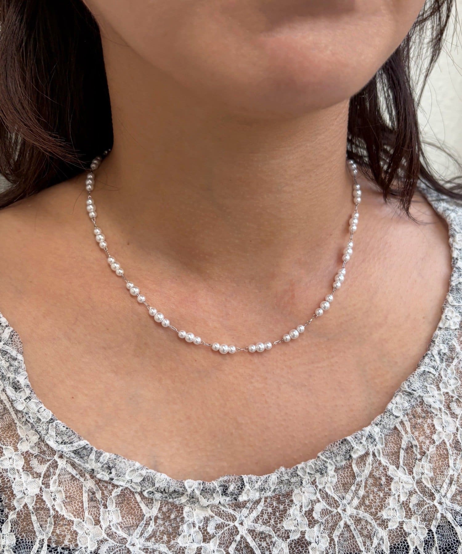 Lattice(ラティス) ＜ステンレス＞パールネックレス