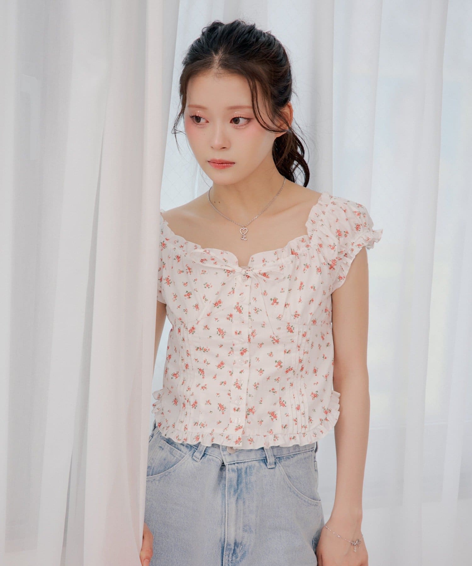 Chico(チコ) コットンレースノースリブラウス