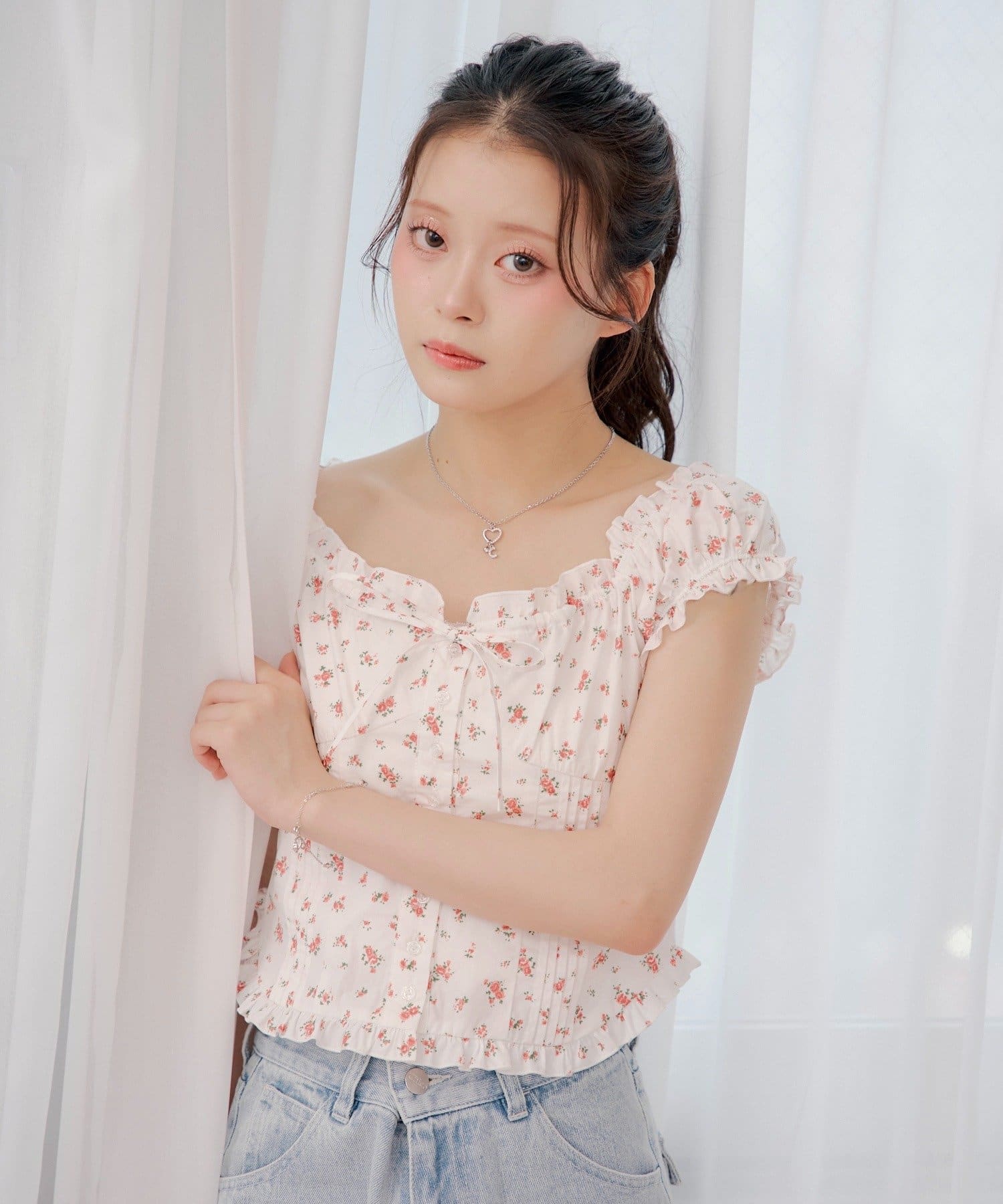 Chico(チコ) コットンレースノースリブラウス