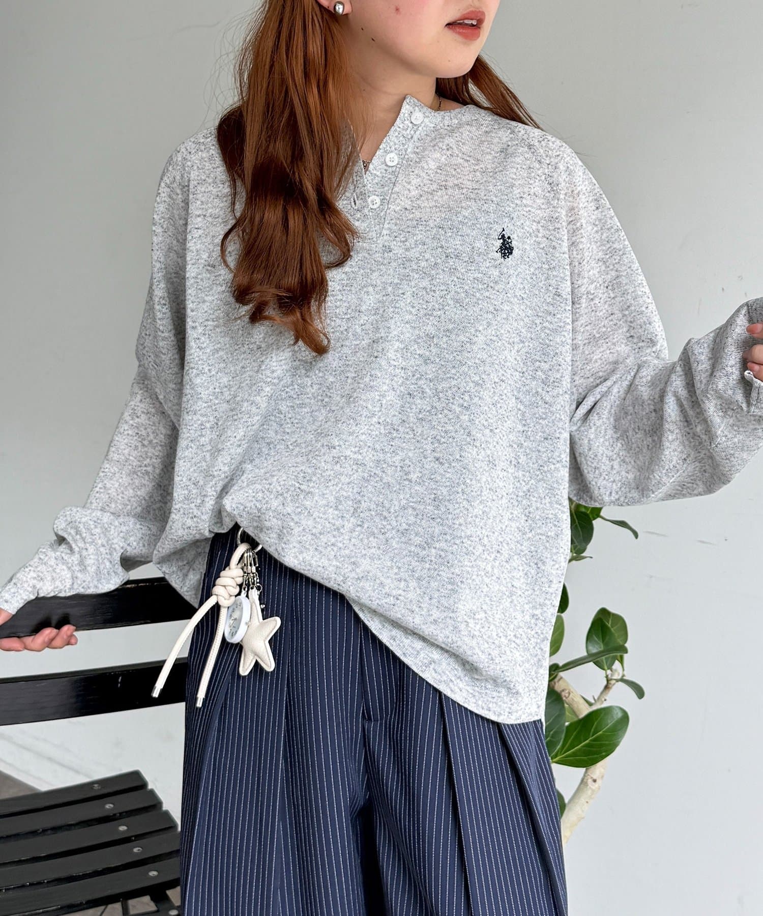 CPCM(シーピーシーエム) 【U.S. POLO ASSN.】麻混ヘンリーニット