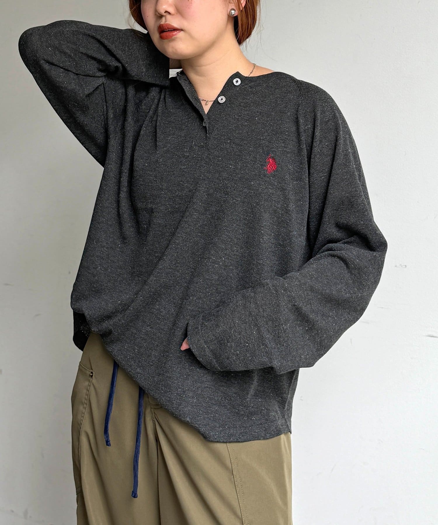 CPCM(シーピーシーエム) 【U.S. POLO ASSN.】麻混ヘンリーニット