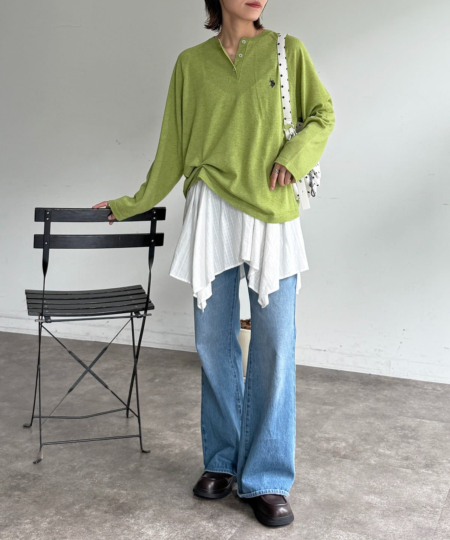 CPCM(シーピーシーエム) 【U.S. POLO ASSN.】麻混ヘンリーニット