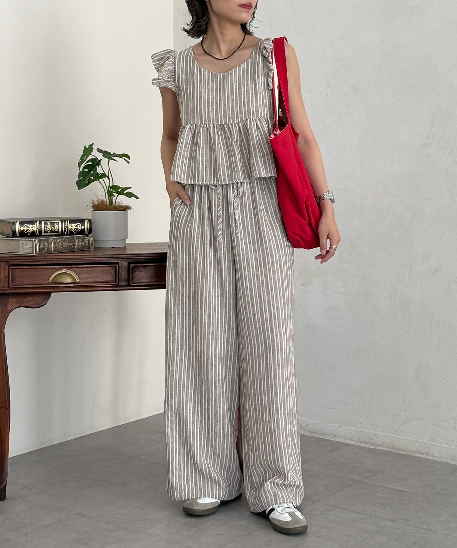 CPCM(シーピーシーエム) 麻混ビスチェセットアップ