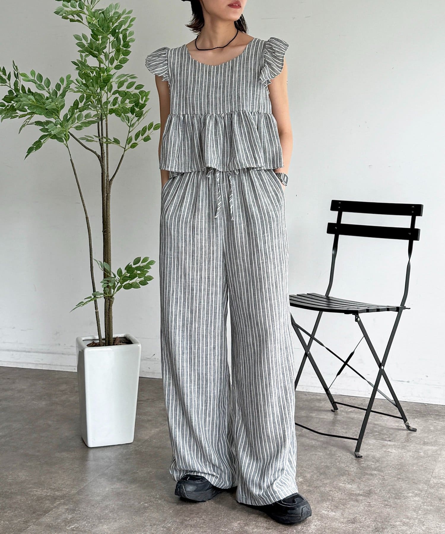 CPCM(シーピーシーエム) 麻混ビスチェセットアップ