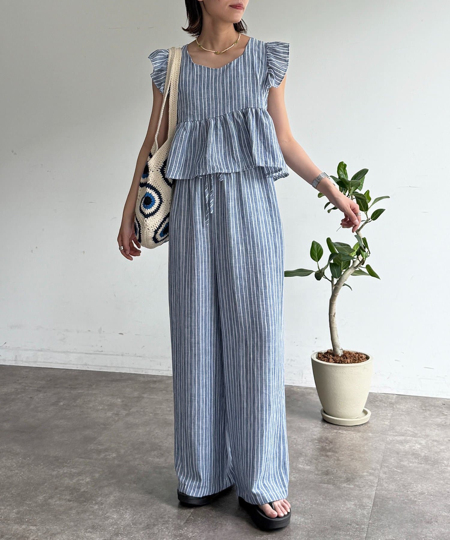 CPCM(シーピーシーエム) 麻混ビスチェセットアップ